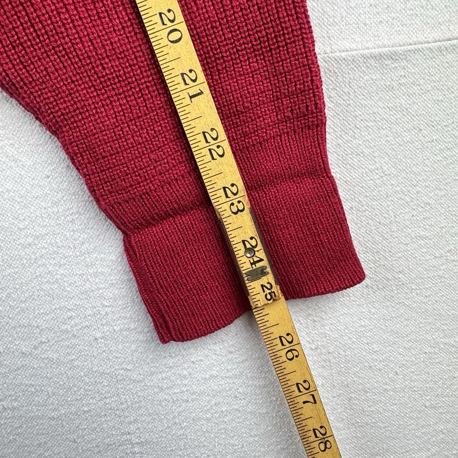 90s Vintage LL Bean Men's Large Red Henley Fisherman Sweater Made In USA