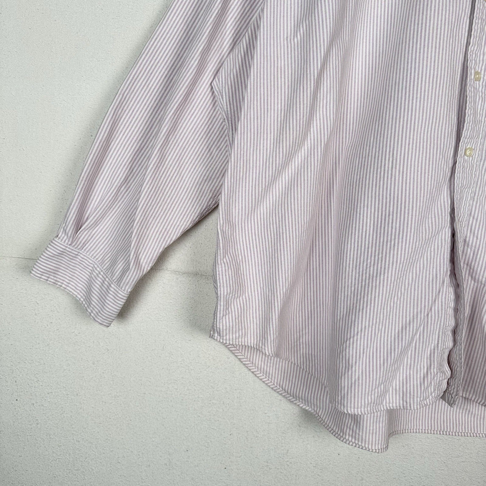 Vtg Polo Ralph Lauren University Big Shirt Fit Mens Purple Striped Oxford 2XL