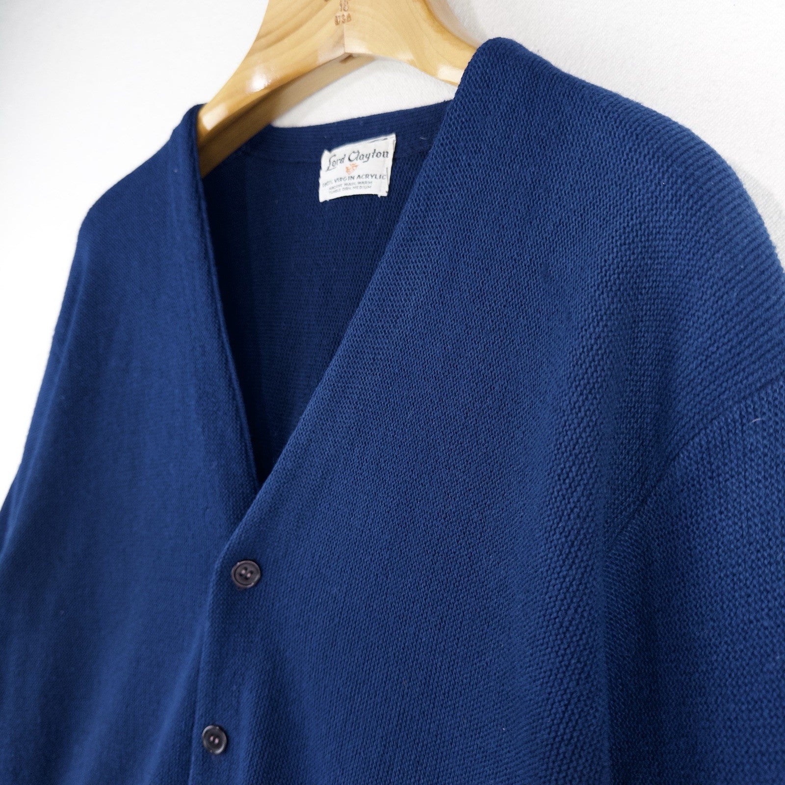 70’s Vtg Lord Clayton Virgin Acrylic Cardigan Navy Blue Men’s Medium (40)