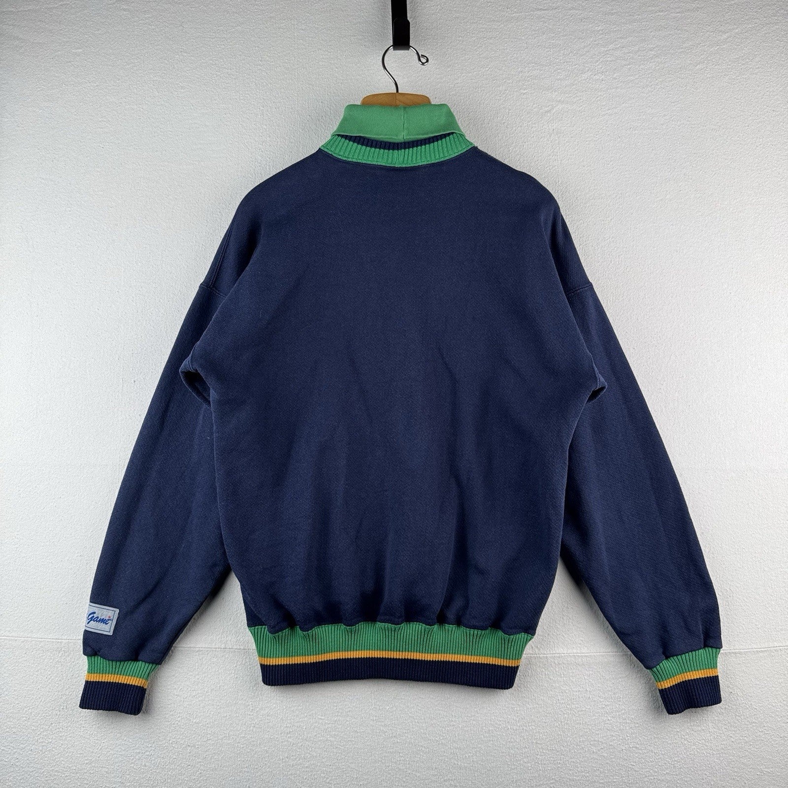 90’s Vintage Notre Dame Fighting Irish Sweatshirt Mens L Blue Green Mock Neck