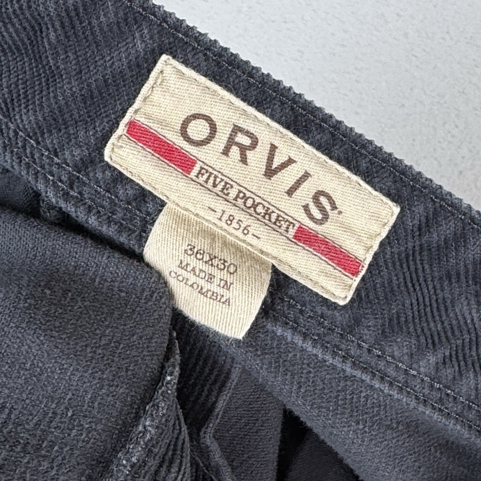 Orvis Five-Pocket Cords Corduroy Pants Men’s Size 36x30 Gray 25Z1