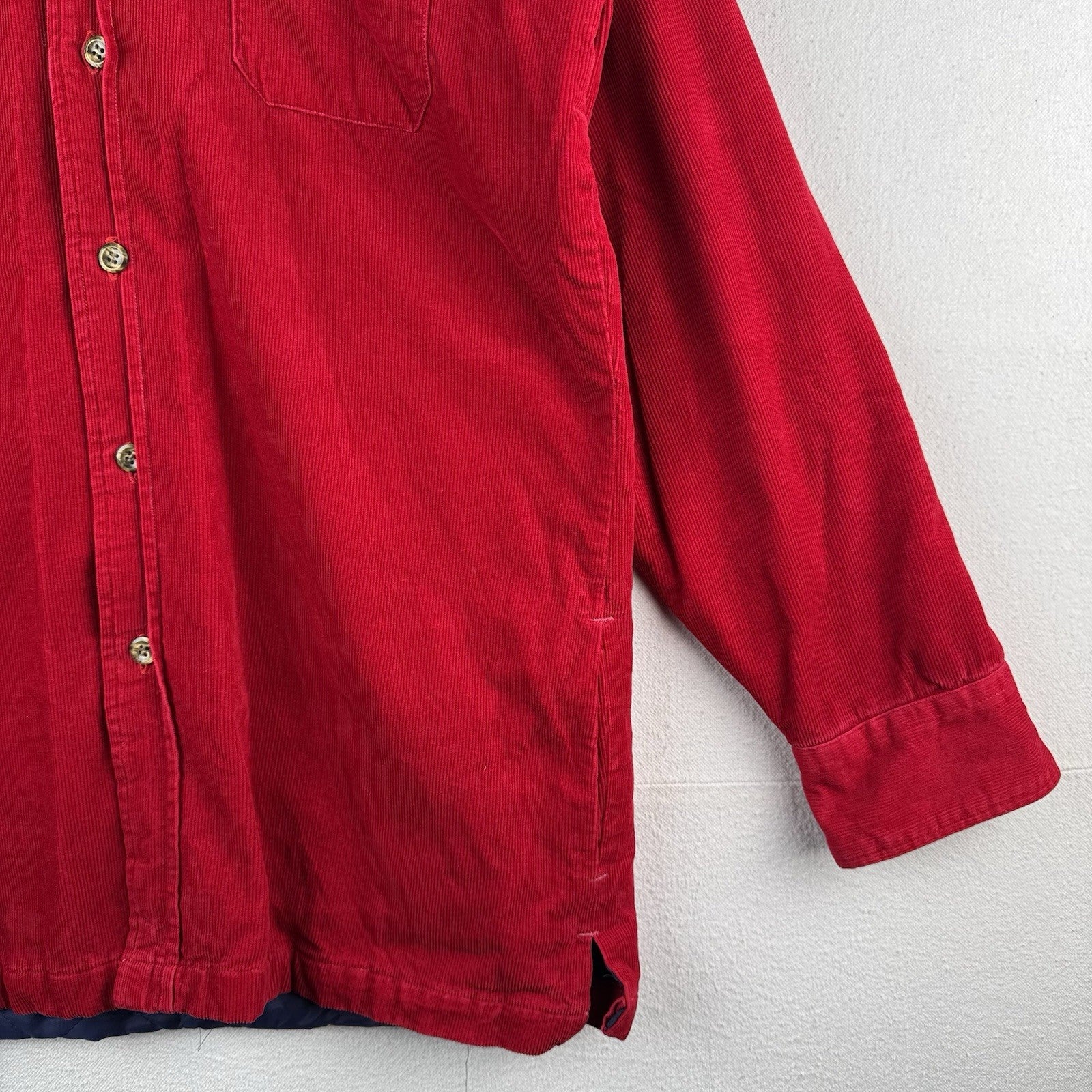 70’s Vtg JCPenney The Men’s Shop Men’s M Red Corduroy Quilt Jacket ‘73 BSA Patch
