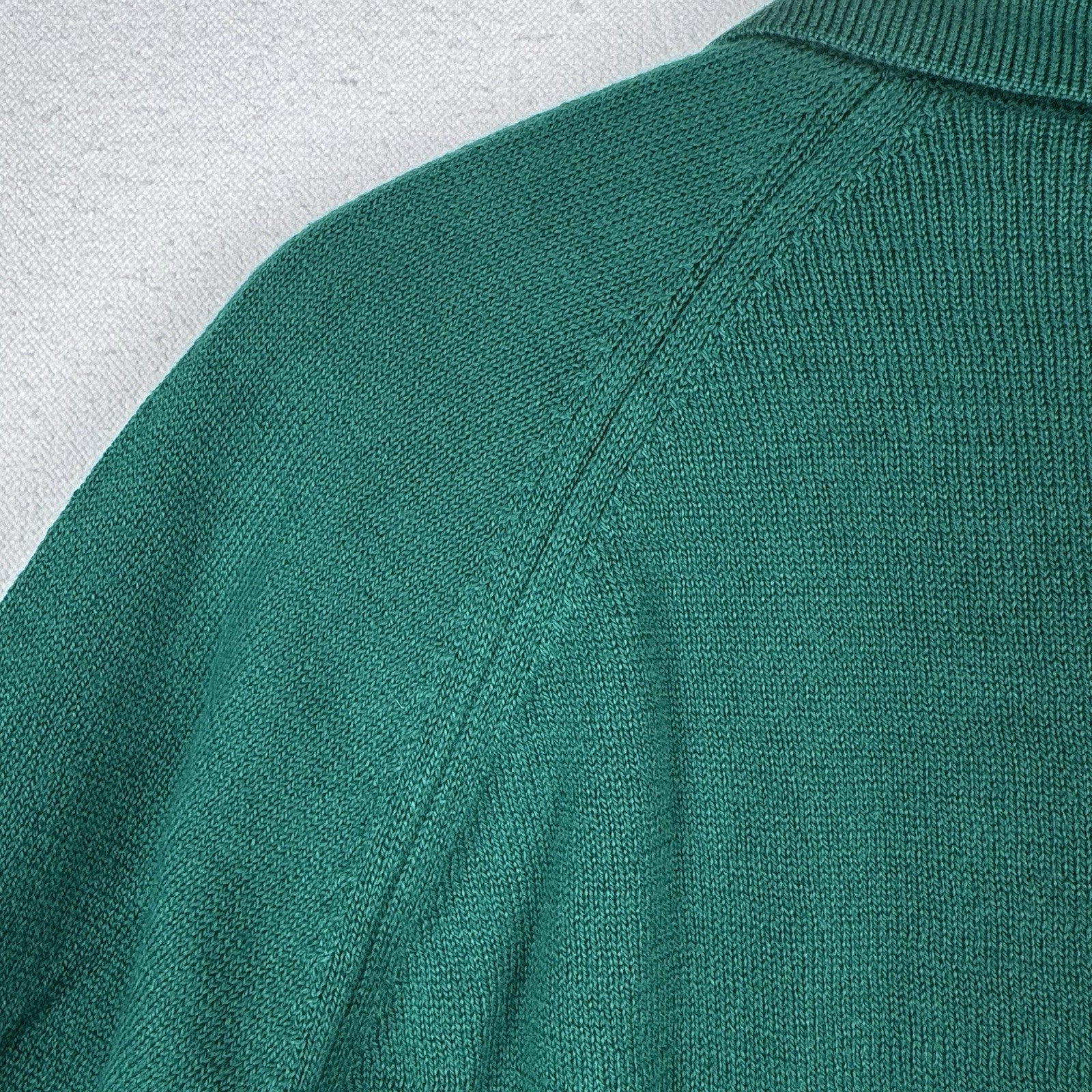 80’s Deadstock 100% Sea Island Cotton Polo Button Long Sleeve Green 2XL Made USA