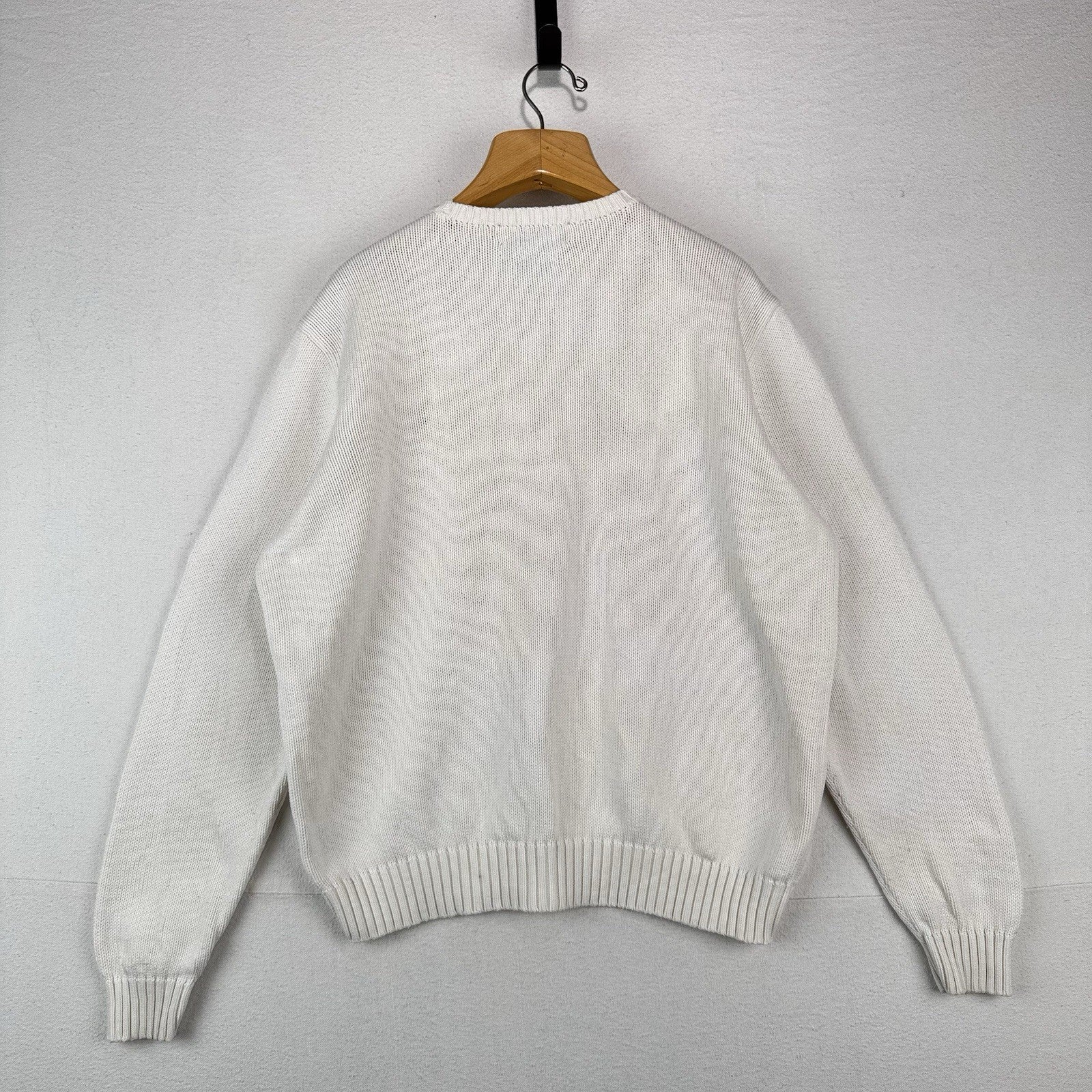 90’s Vintage Polo Ralph Lauren Men’s XL White Cotton Knit Crewneck Sweater *Read