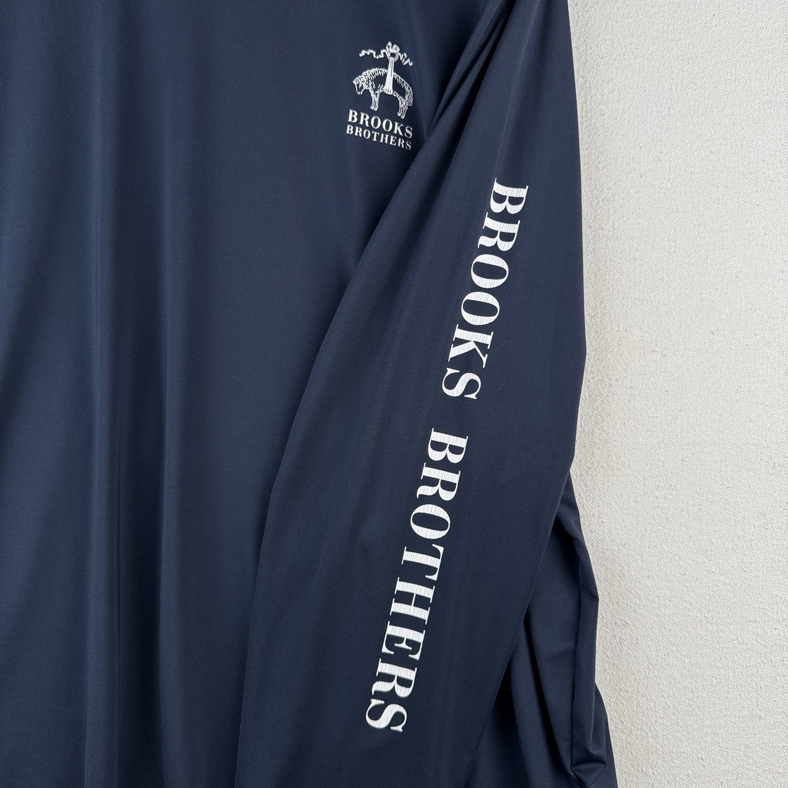 Brooks Brothers Mens Navy Blue Performance Long  Sleeve T-Shirt XL Stretch