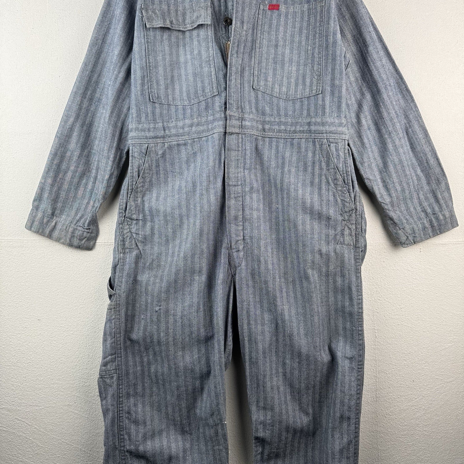 50/60s Vtg Big Smith Hickory Herringbone Coveralls Union Made in USA 40/42 Short