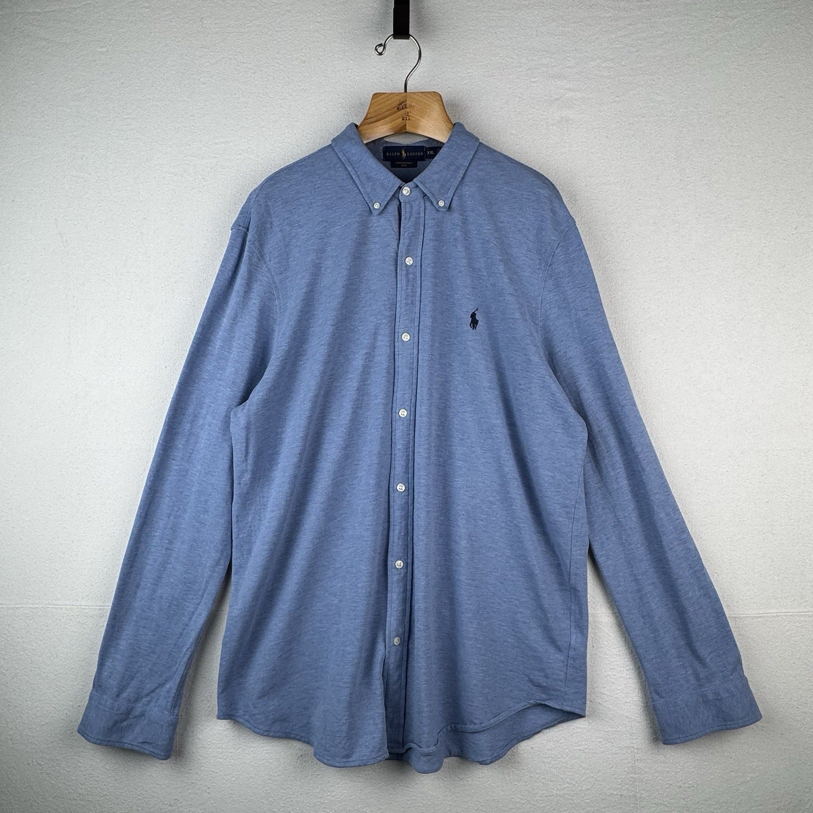 Polo Ralph Lauren Shirt Men’s 2XL Blue Featherweight Mesh Long Sleeve Button Up
