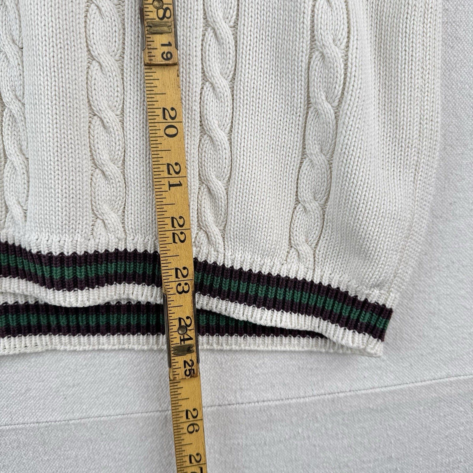 90’s Vtg Chaps by Ralph Lauren Men’s M Cream Cable-knit Cricket Vest Hand Framed