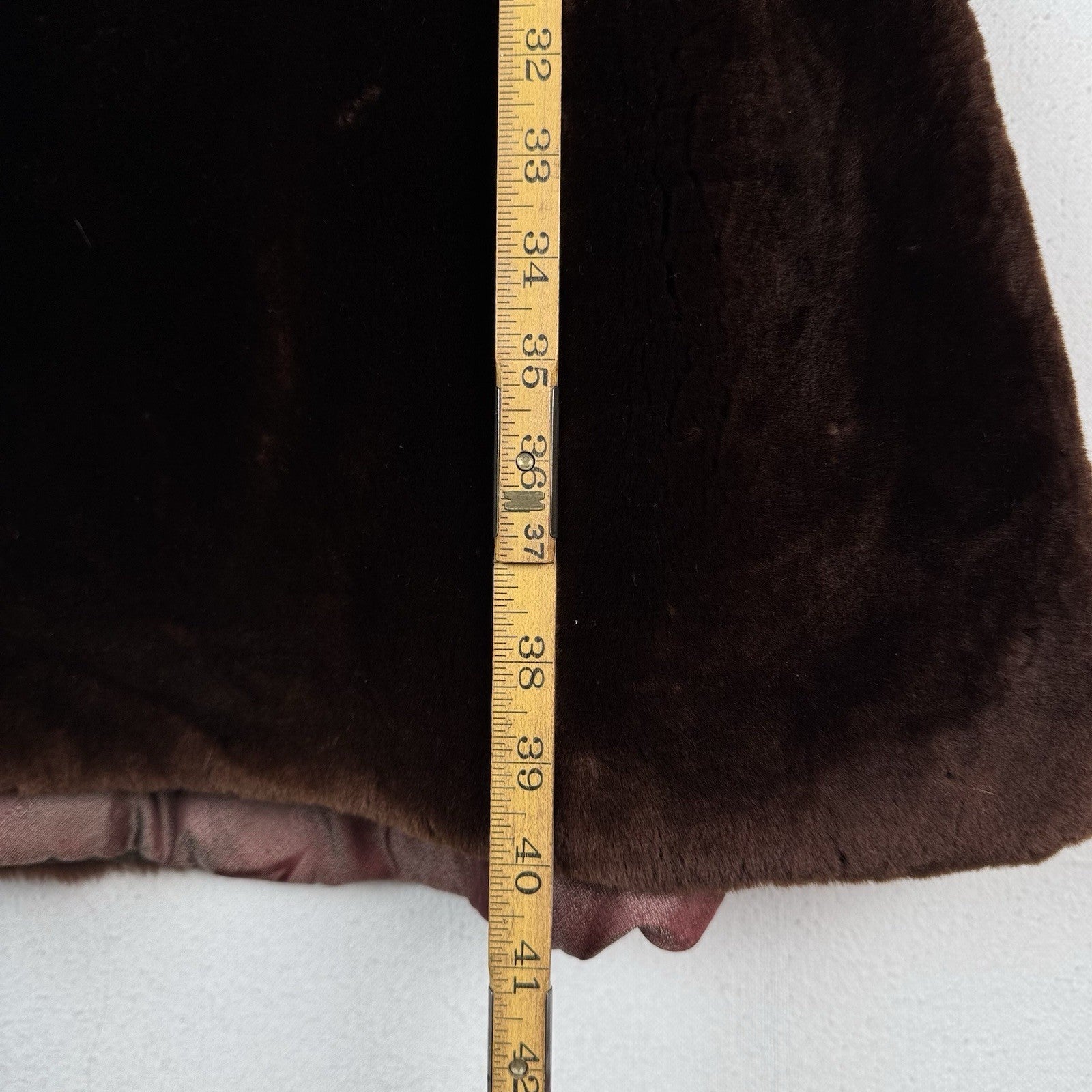 Vintage 50’s 60’s May Company Brown Mouton Lamb Fur 40" Swing Coat Size 10 *Read