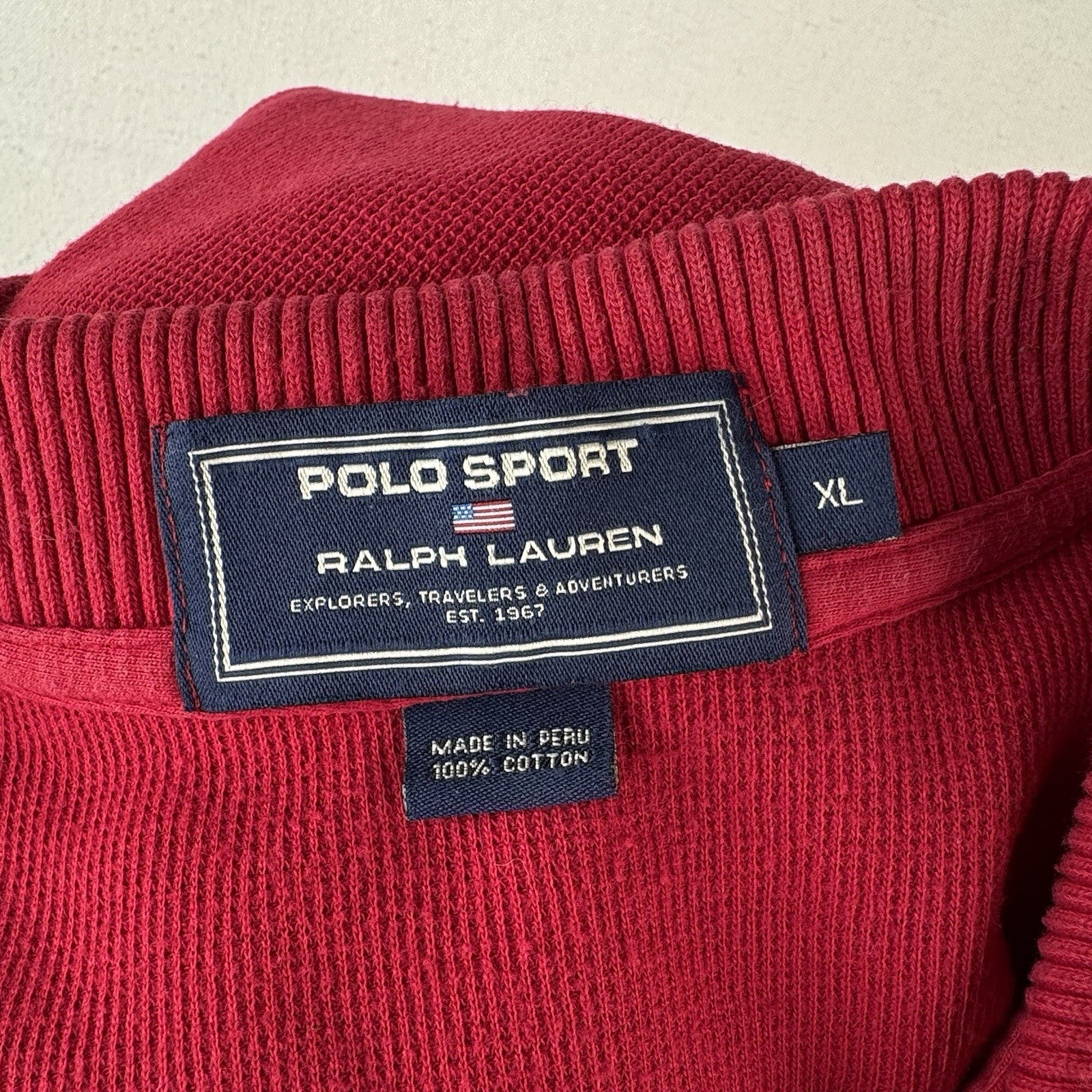 90’s Vintage Ralph Lauren Polo Sport Embroidered Flag Short Sleeve Polo Shirt XL