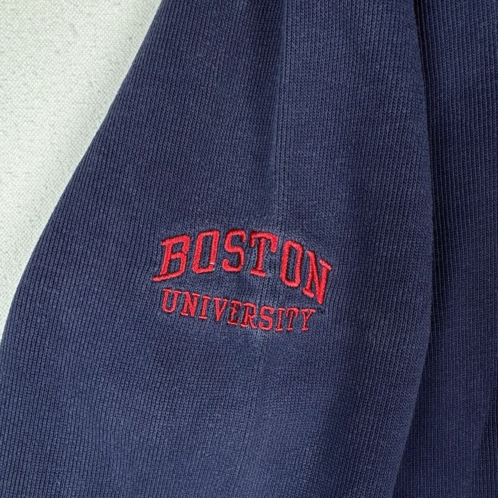 Vintage Polo Ralph Lauren Boston University Blue 1/4 Zip Sweater Mens L Read*