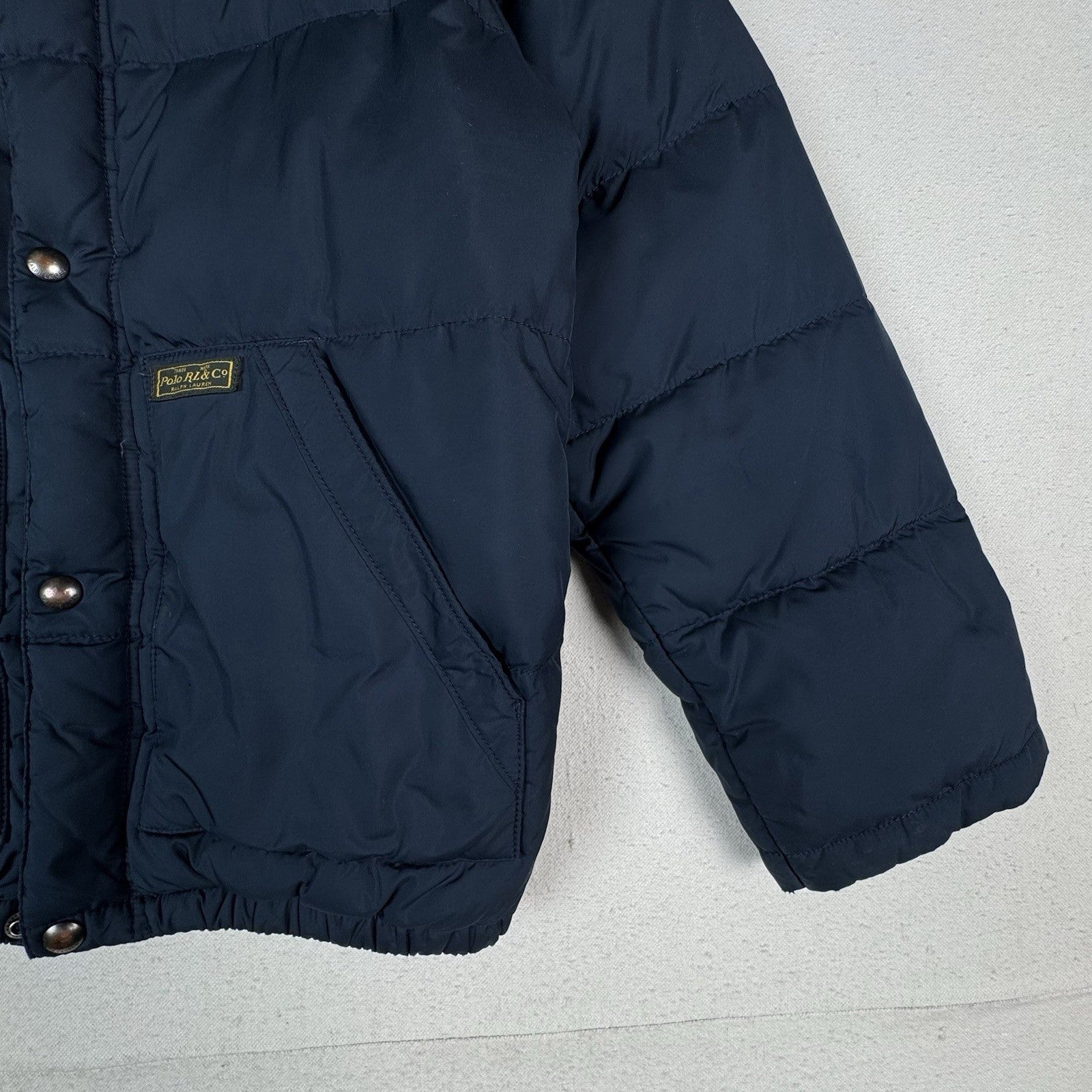 Vintage Polo Ralph Lauren Kid's Navy Blue Down Puffer Jacket Sz M 10-12 *Read