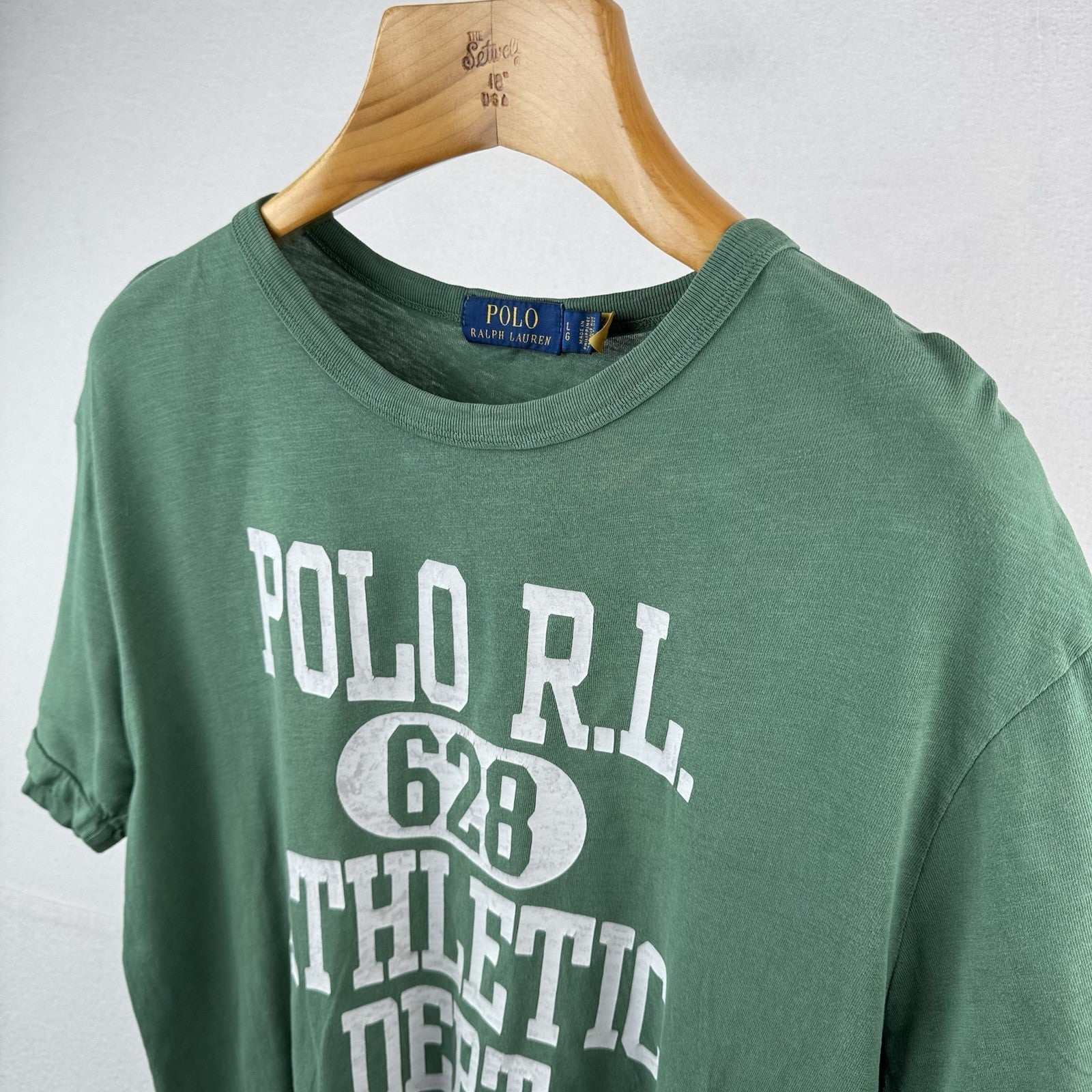 Polo Ralph Lauren Athletic Dept Light Weight Graphic Crew Neck Tee Green Mens L