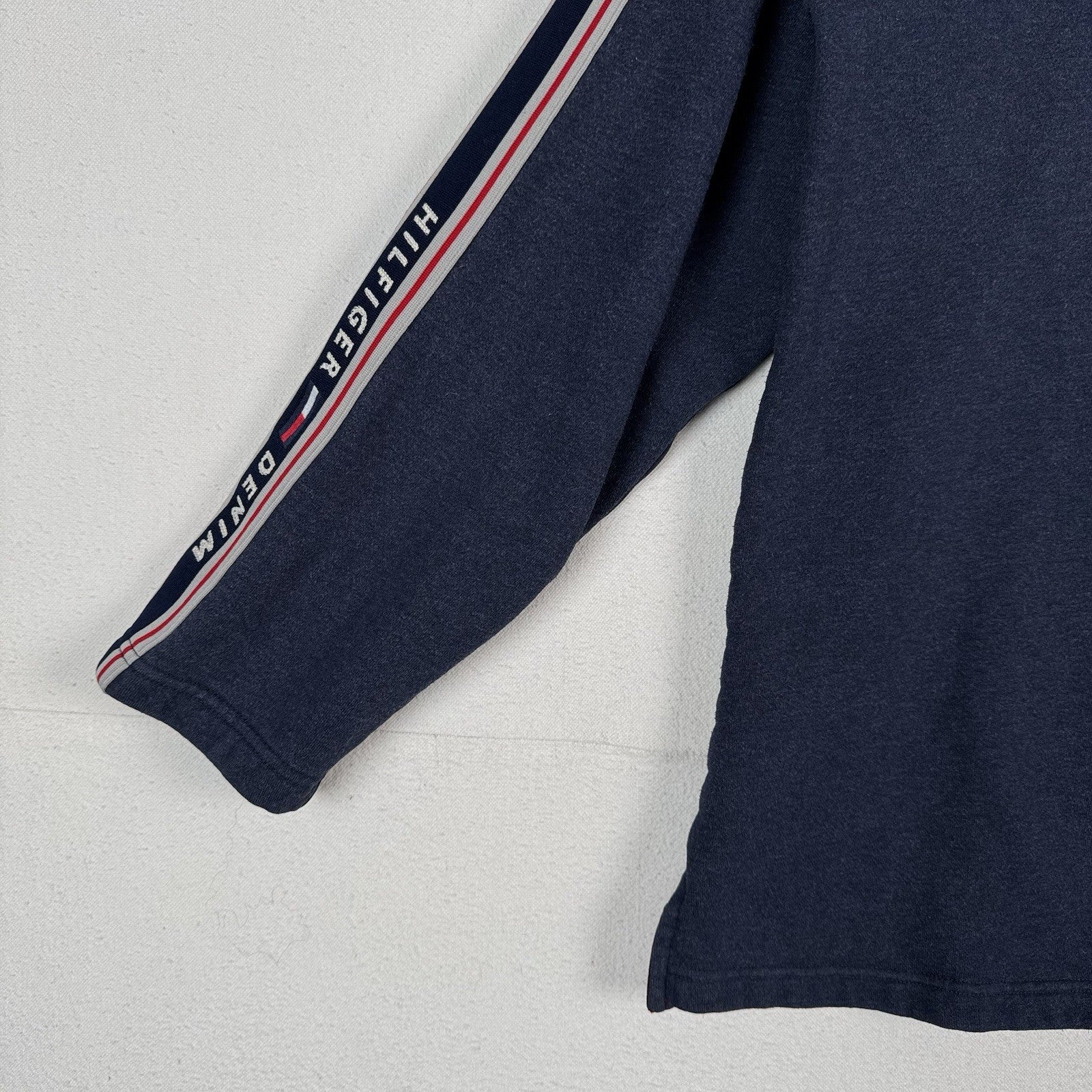 Vtg Tommy Hilfiger Denim Blue Chainstitch Crew Sweatshirt Size 2XL XXL 90s Y2K