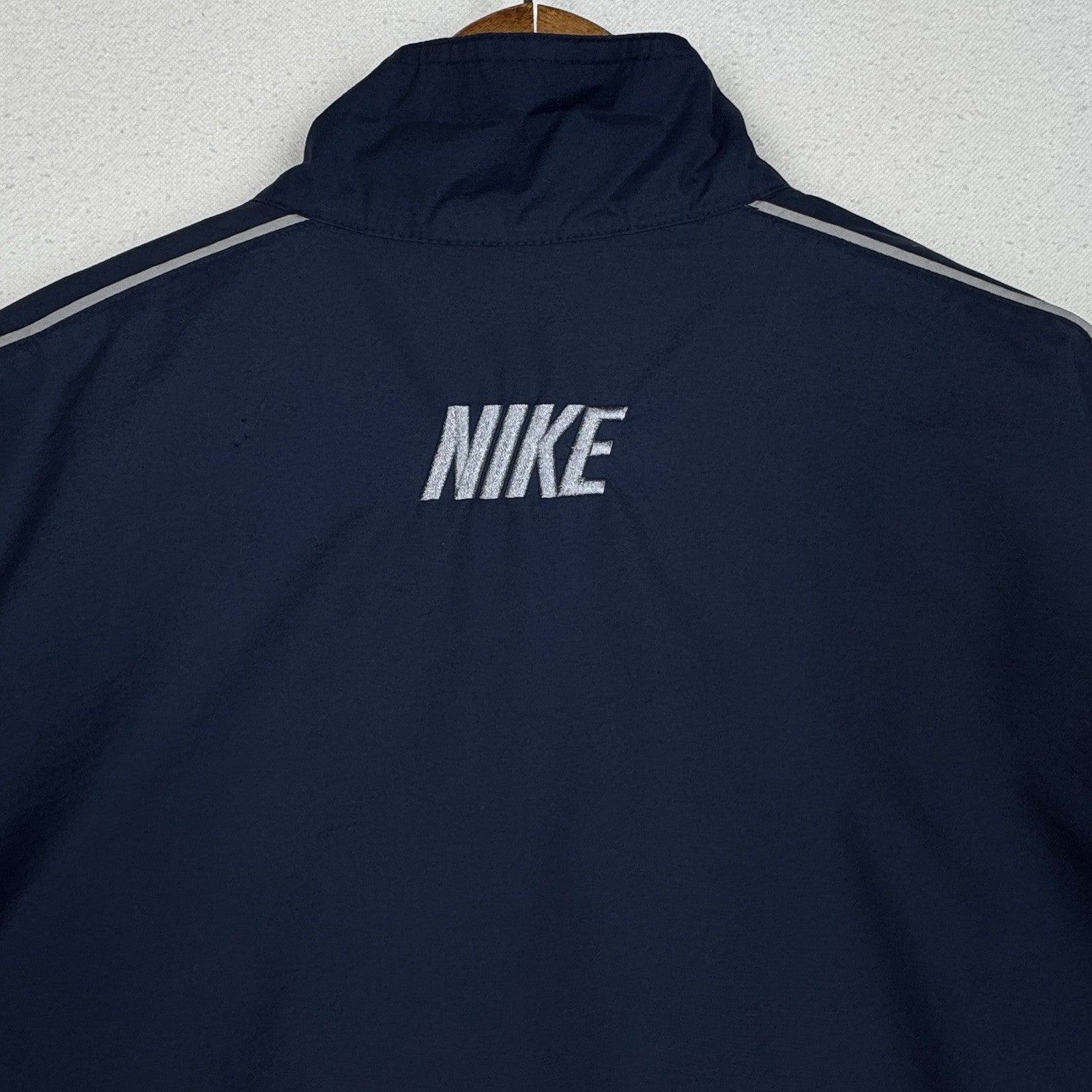 Vintage 90s Nike Jacket Mens XL Navy Blue Full Zip Nylon Windbreaker Jacket