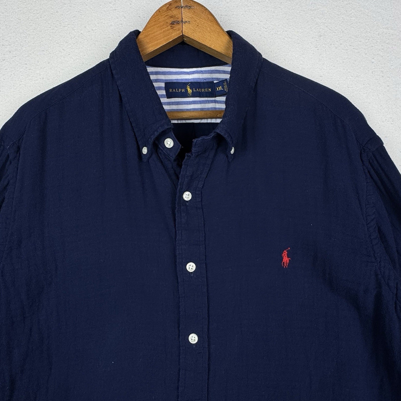 Polo Ralph Lauren Men's Double Layered Blue Button Front Oxford Shirt XXL