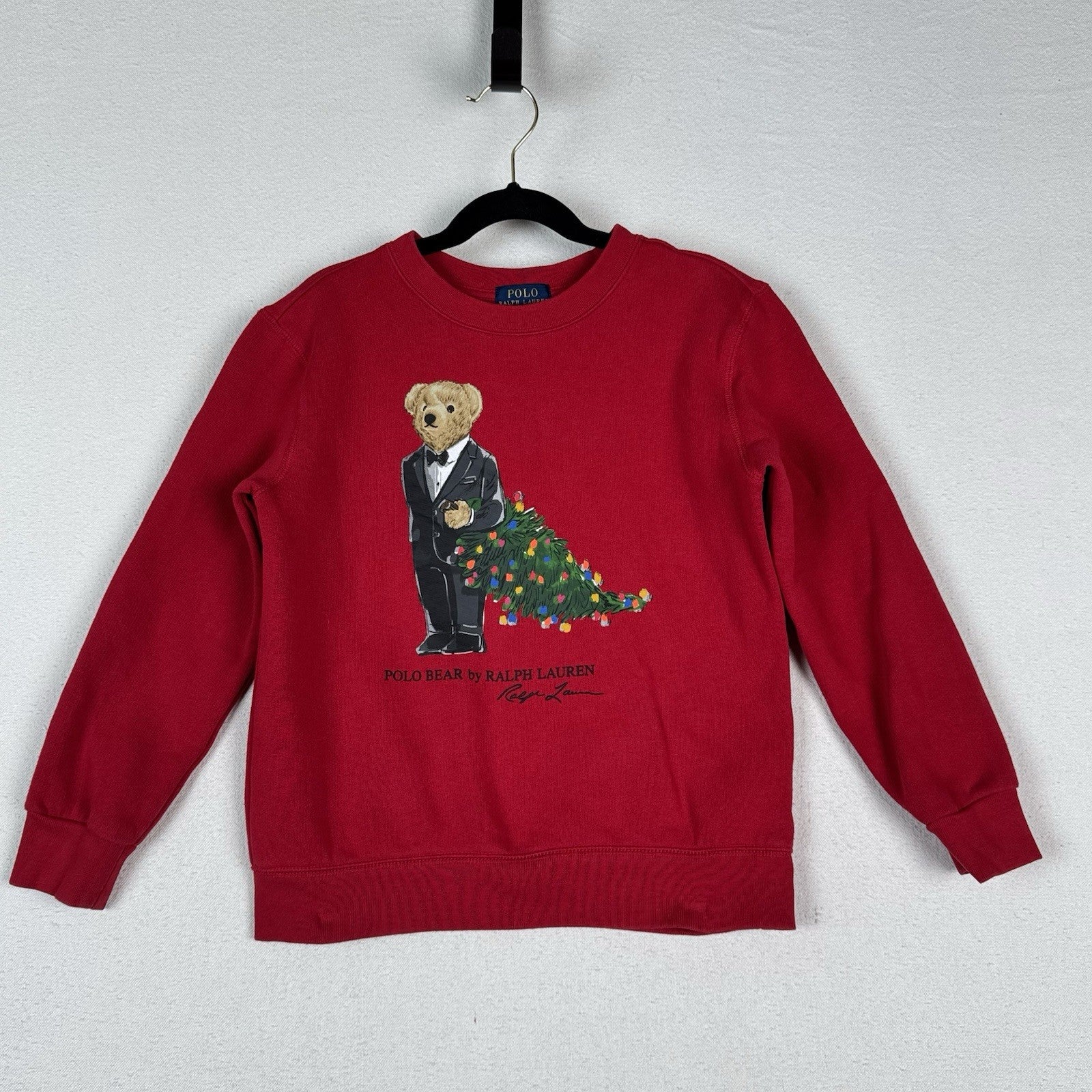 Polo Ralph Lauren Boys Holiday Bear Fleece Sweatshirt Pullover Kids Size 7