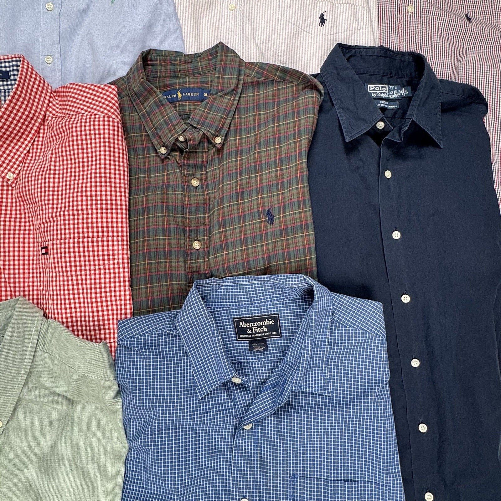 Lot of 10 Ralph Lauren, Tommy, Abercrombie Long Sleeve Oxford Shirts M,L,XL,2XL