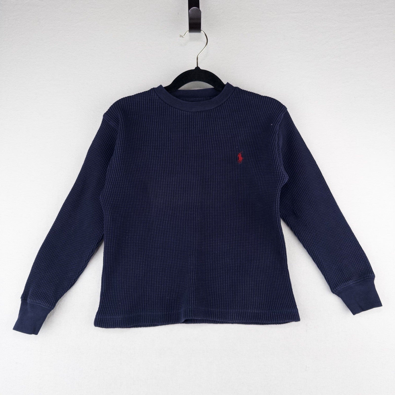 Polo Ralph Lauren Boys 6 Thermal Shirt Navy Blue Long Sleeve Waffle Knit