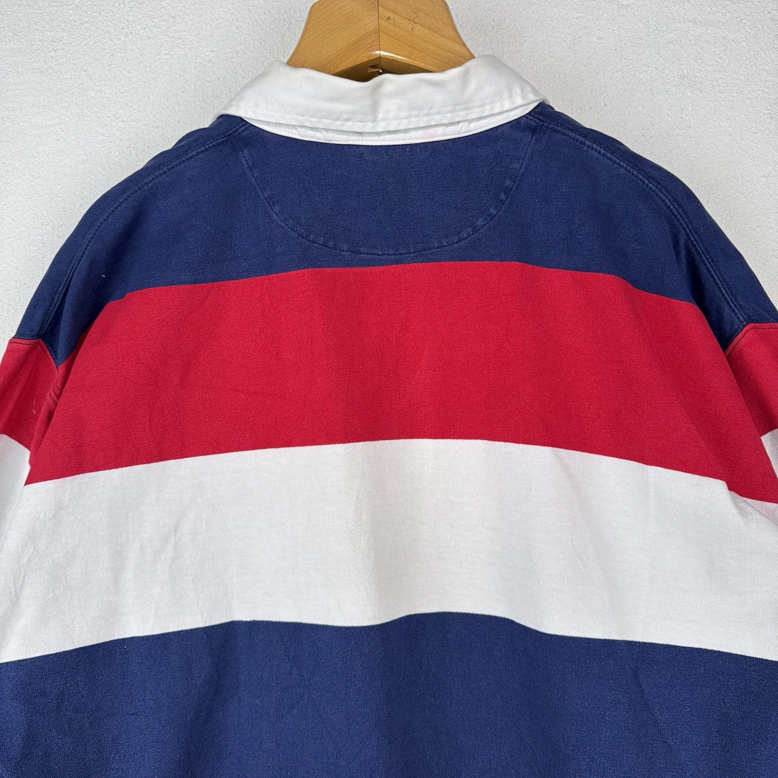 90’s Vtg Lands End USA Rugby Football Union Stripe Shirt Mens XL Made USA *Read