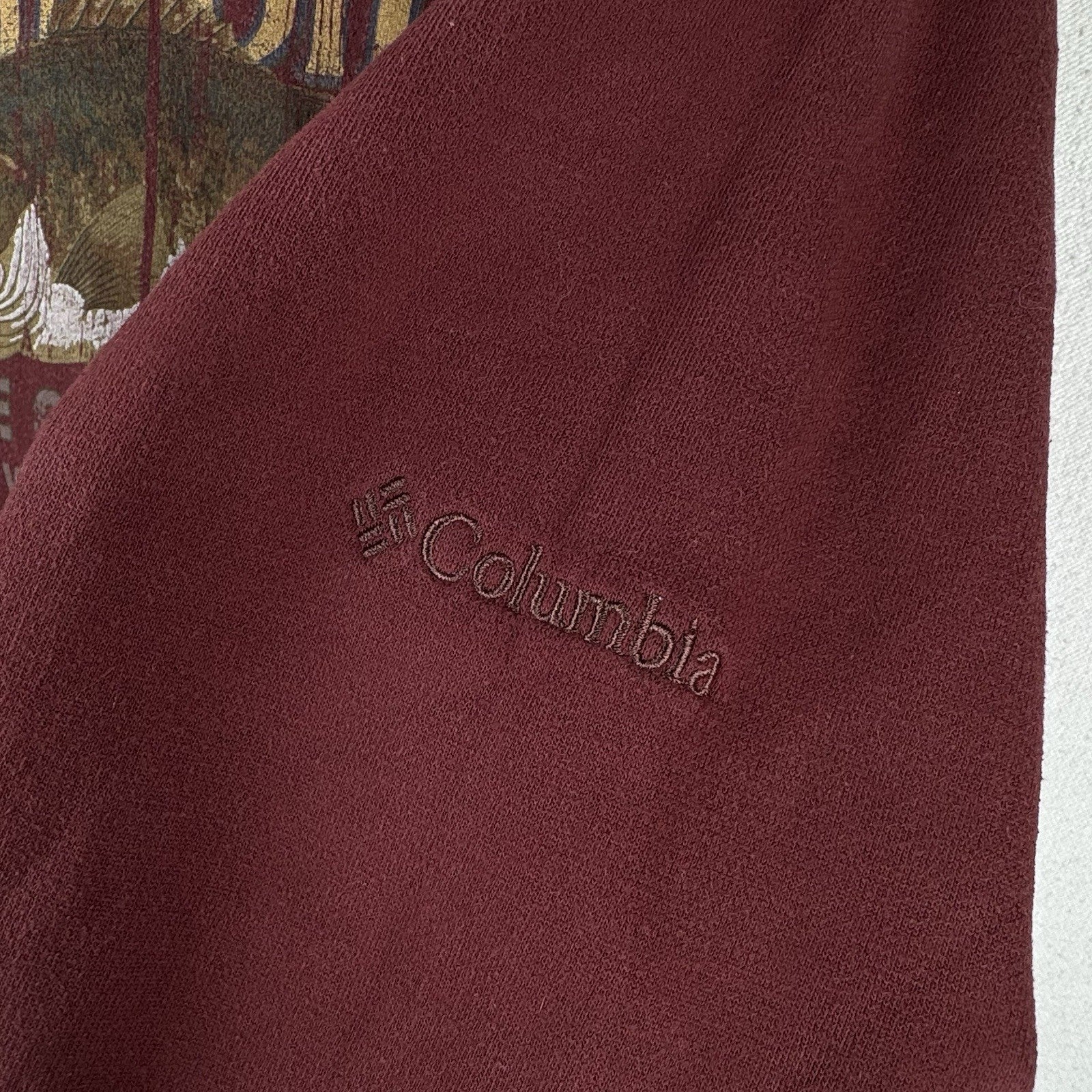 Vtg Columbia Bass Fishing Sweatshirt Men's M Crew Neck Red Maroon Fisherman