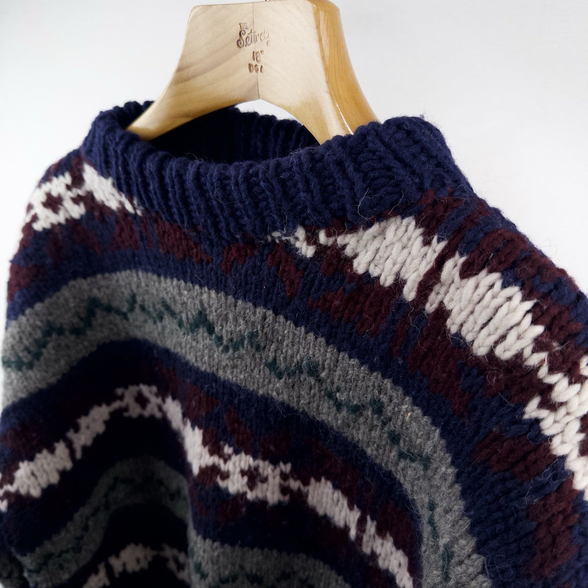 Vintage Otavalo Native American Ecuador Sweater Large 44” Hand Knit Wool Heavy
