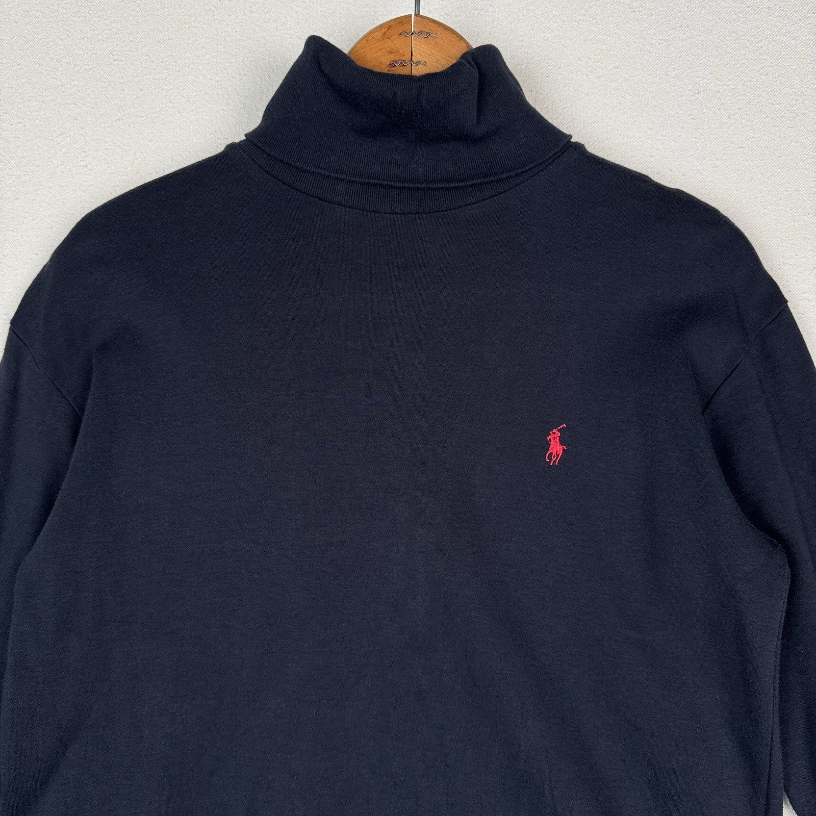 Vintage 80’s Ralph Lauren Men’s Turtleneck Blue Small Pony Logo Roll-Neck