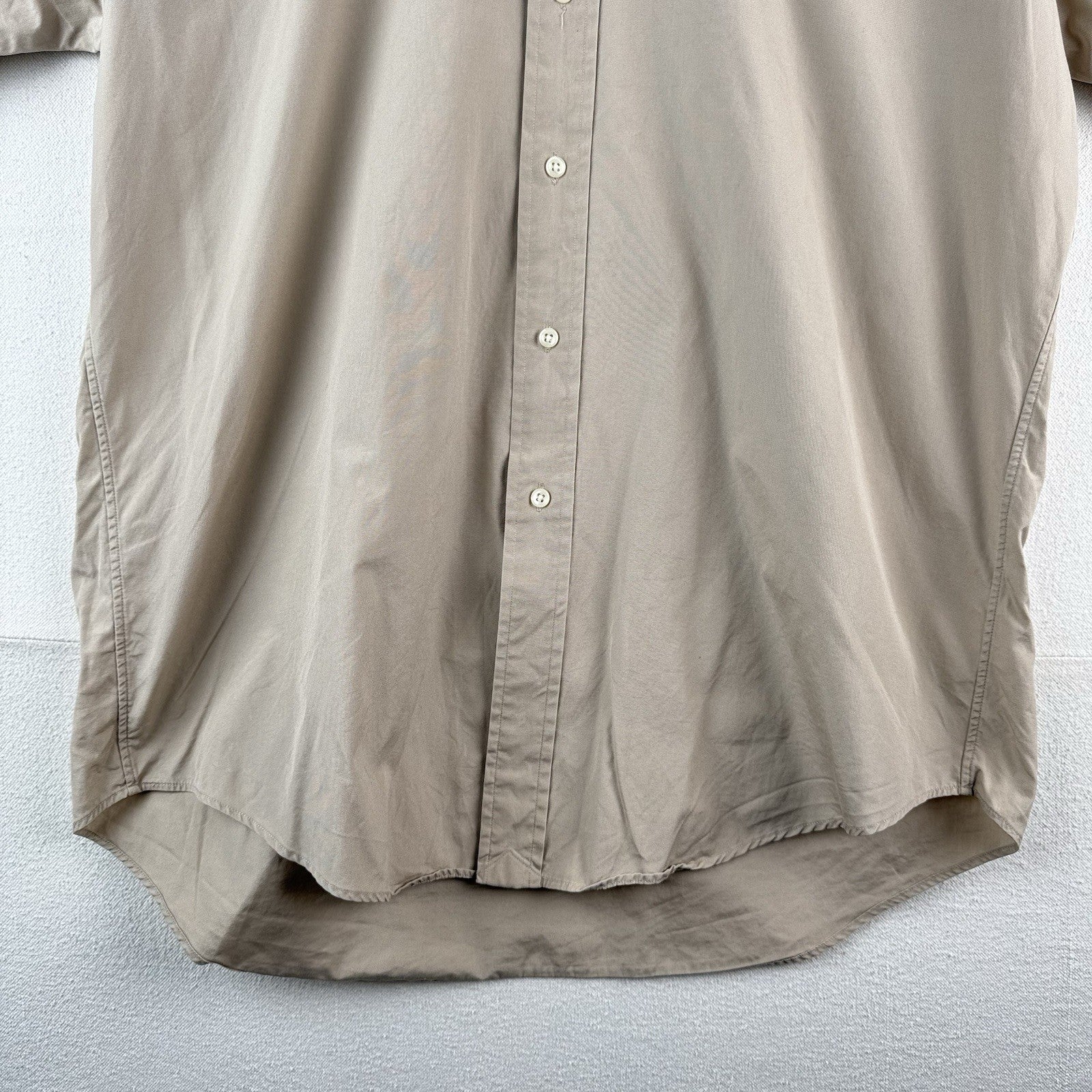 Vintage Ralph Lauren Mens L Beige Classic Fit Short Sleeve Button Down Shirt