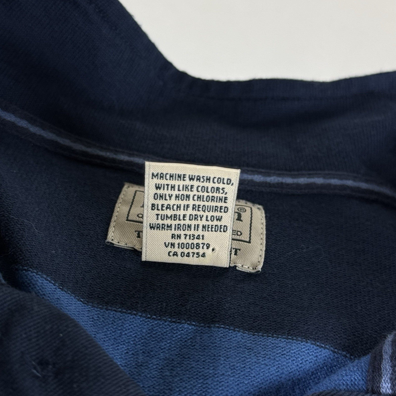 LL Bean Men's Bean's Vintage Soft Rugby, Mockneck, Stripe Sz L Blue