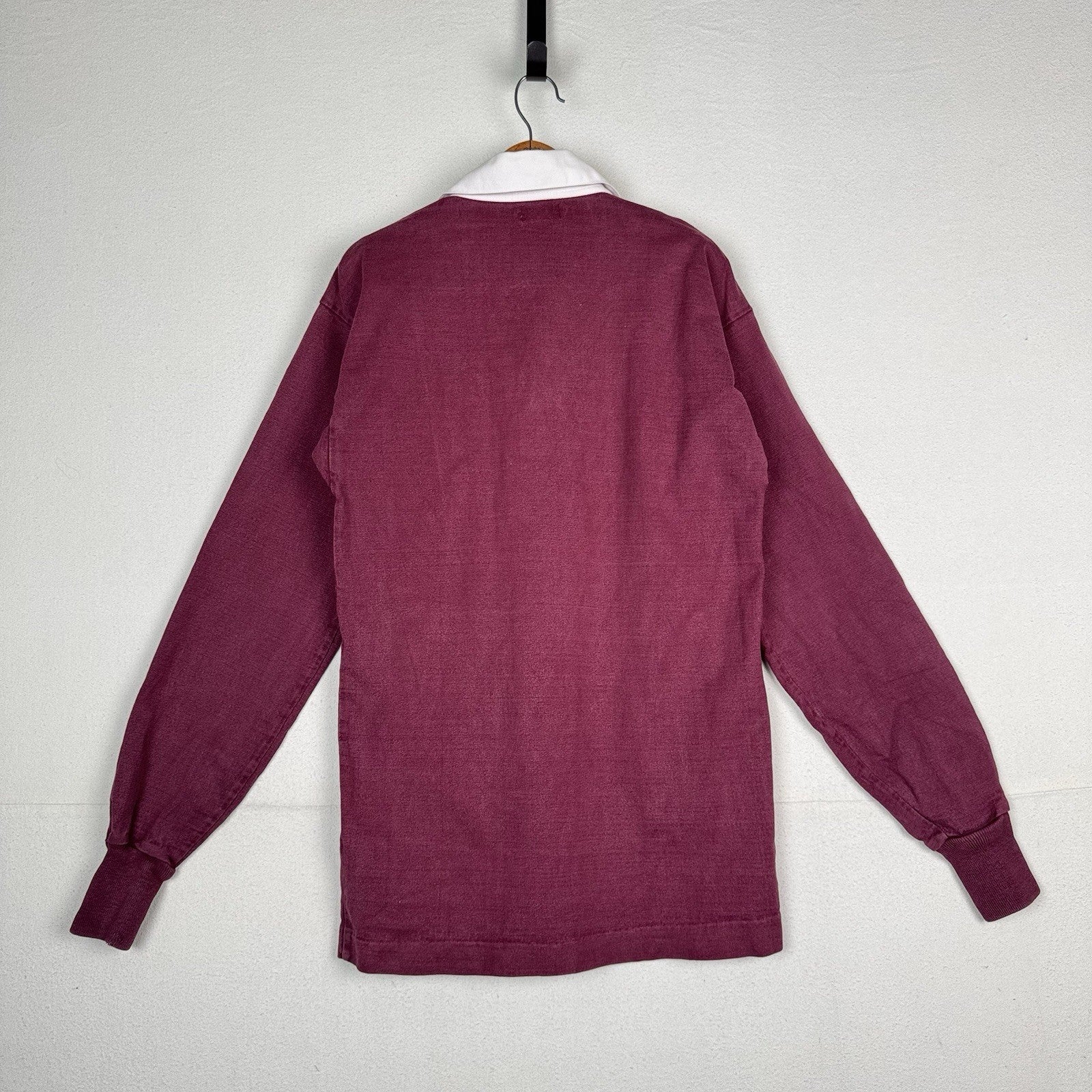 L.L. Bean Rugby Polo Shirt Mens L Large Tall Vintage Burgundy Long Sleeve