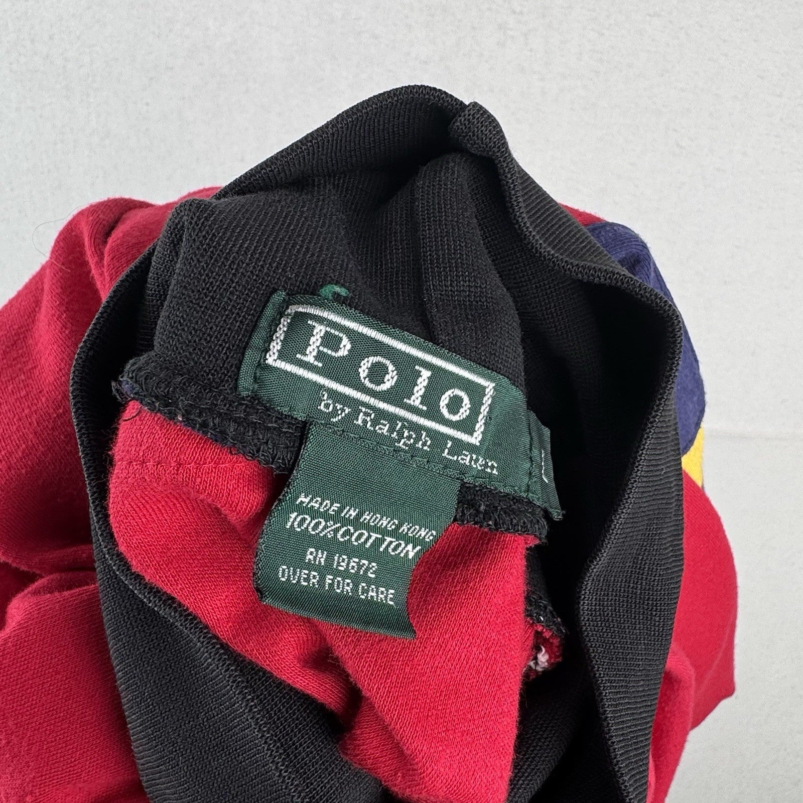 80’s Vtg Polo Ralph Lauren Mens L Red Turtleneck Sleeve Stripe *Green Label