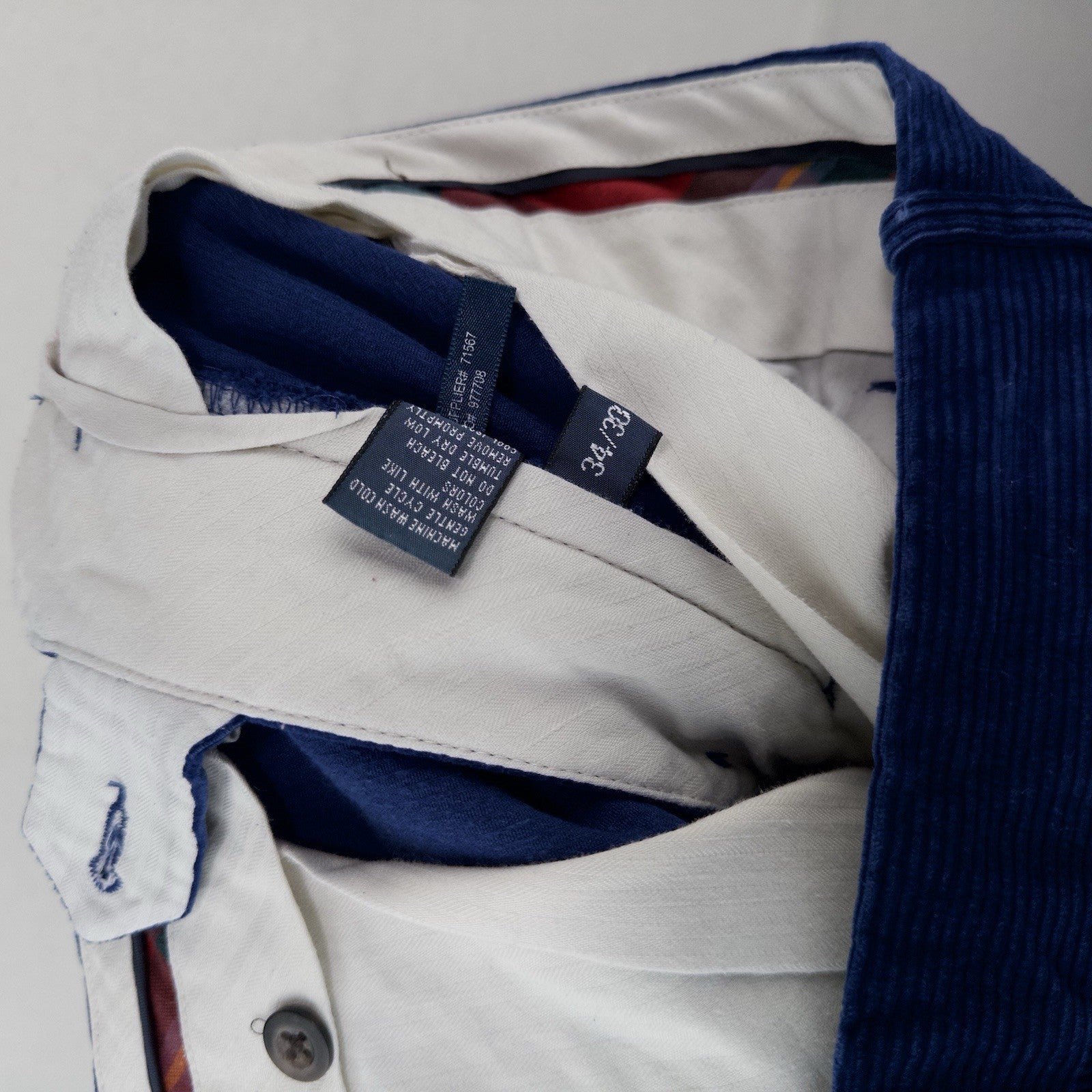 90’s Vtg Polo Ralph Lauren Suffield Corduroy Pant Mens 34x30 Blue Tab Wide Wale