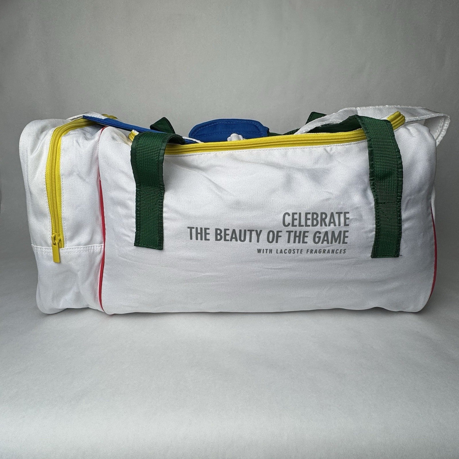 Vintage Lacoste Parfums Duffle Bag White Gym Essential 22”x10”x12”