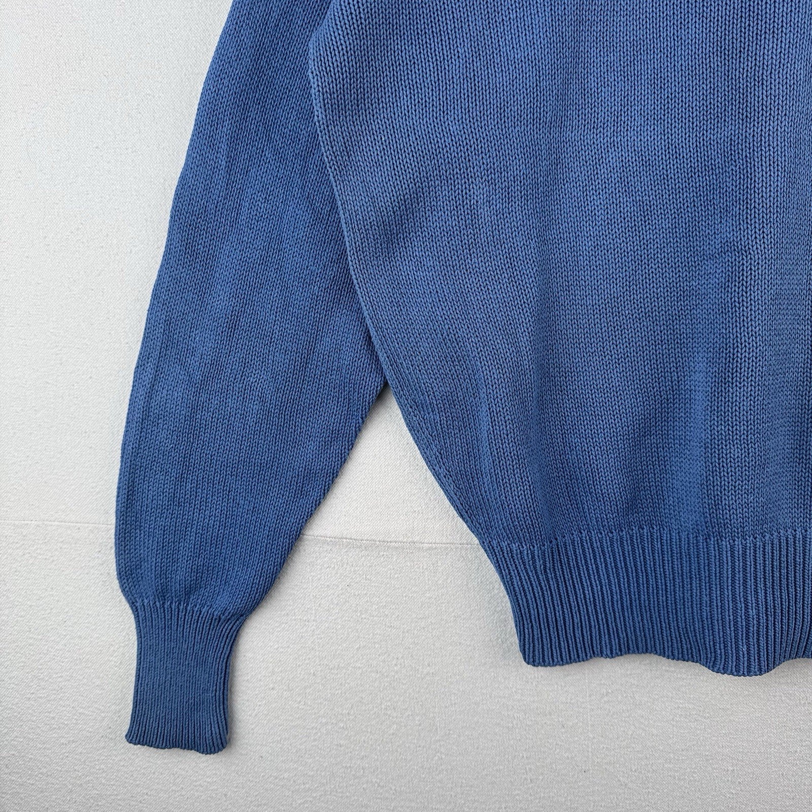 90s Vtg Polo Ralph Lauren Men’s L Cookie Sweater Patch Embroidered Raglan Blue
