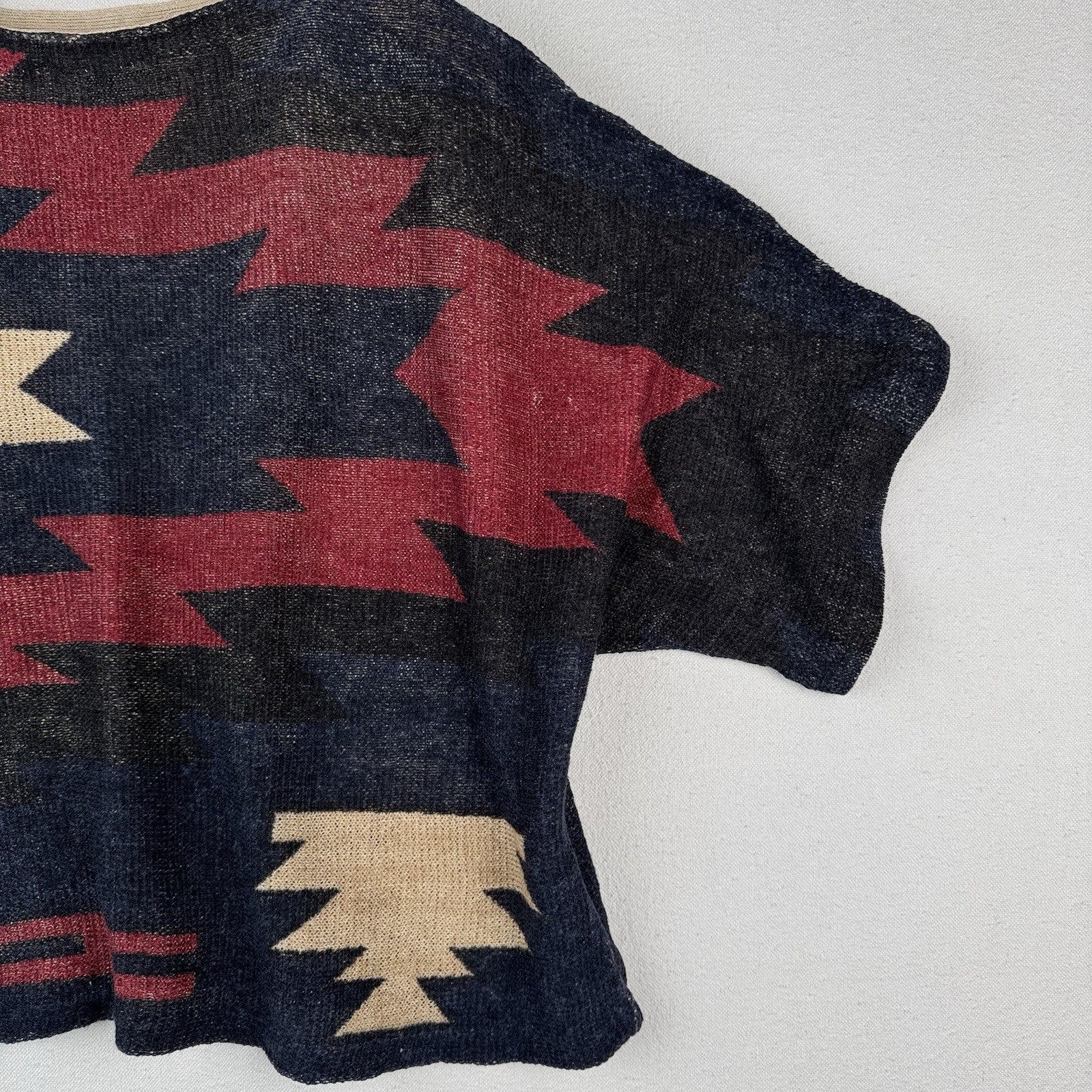 Ralph Lauren Linen Aztec Southwestern Women’s M Boat Neck Dolman Sleeve Sweater