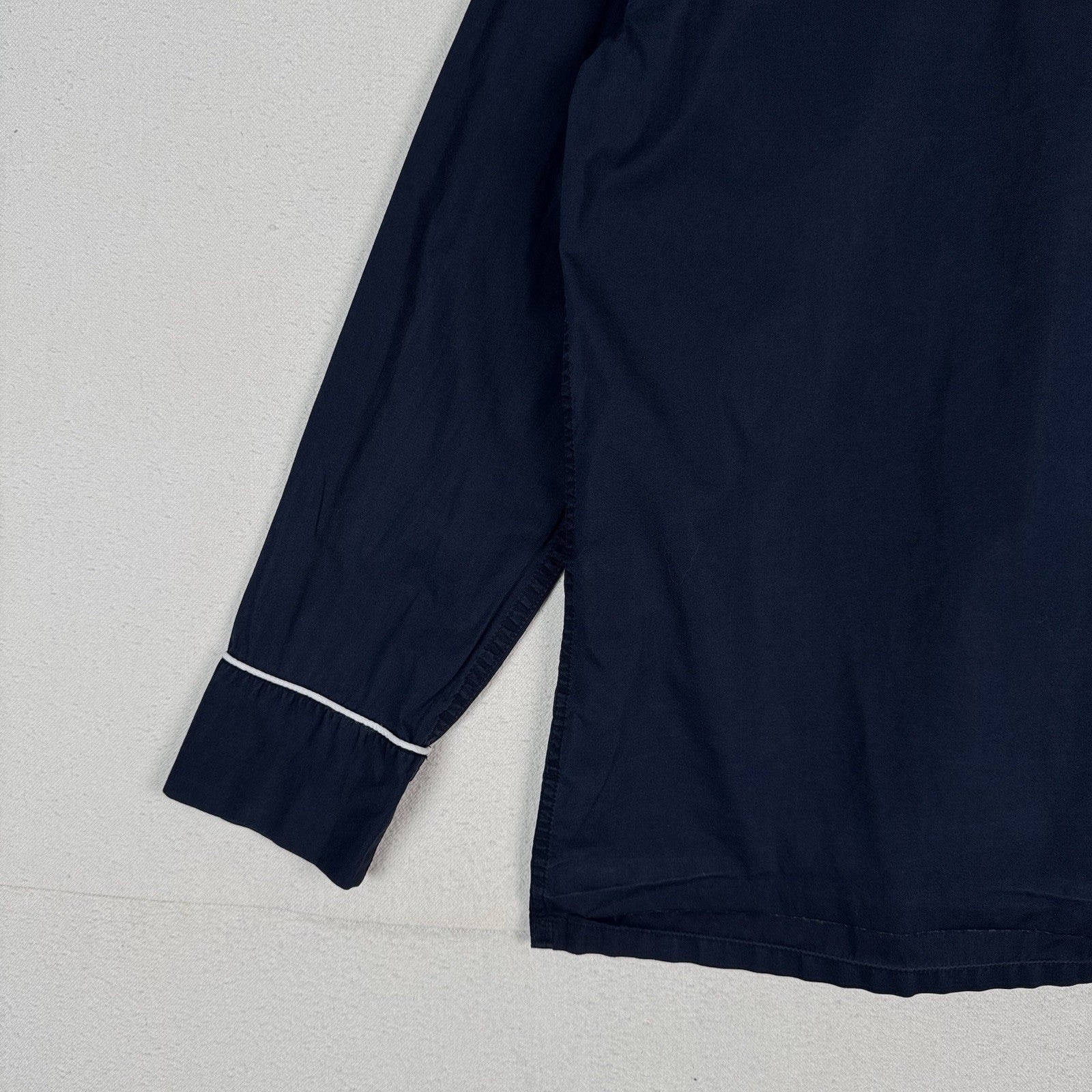 J. Crew Pajamas Loungewear Set Women's Small Navy Blue White Piping Long Sleeve