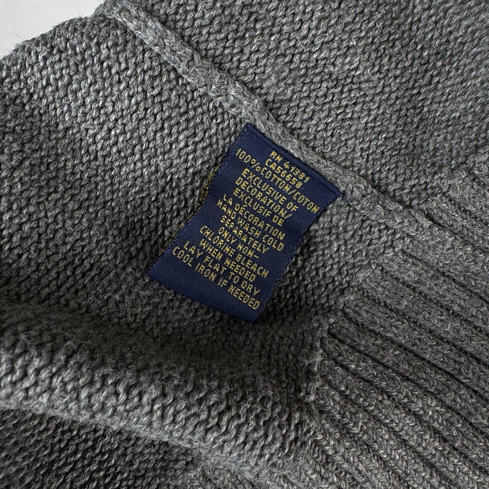 Polo Ralph Lauren Men’s XL Cotton Gray Knit Crewneck Sweater Green Pony