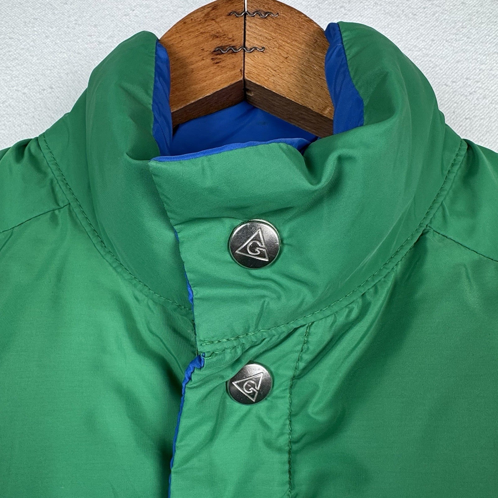 Vintage 70’s Gerry Goose Down Vest Reversible Blue Green Made USA XS (Youth L)