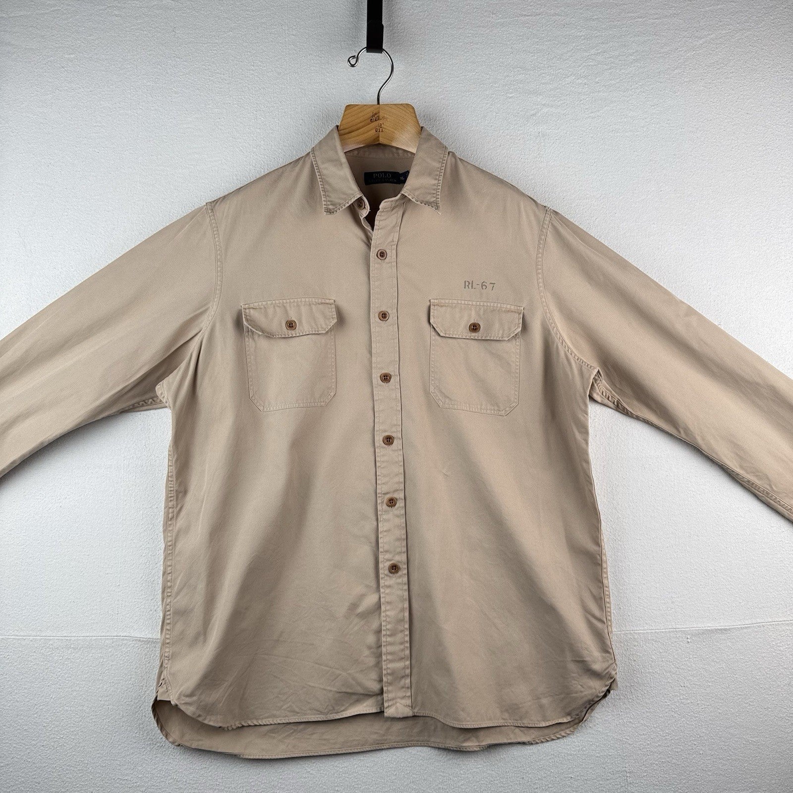 Polo Ralph Lauren Hawaiian Naval Base Military Button Down Shirt Mens XL Stencil