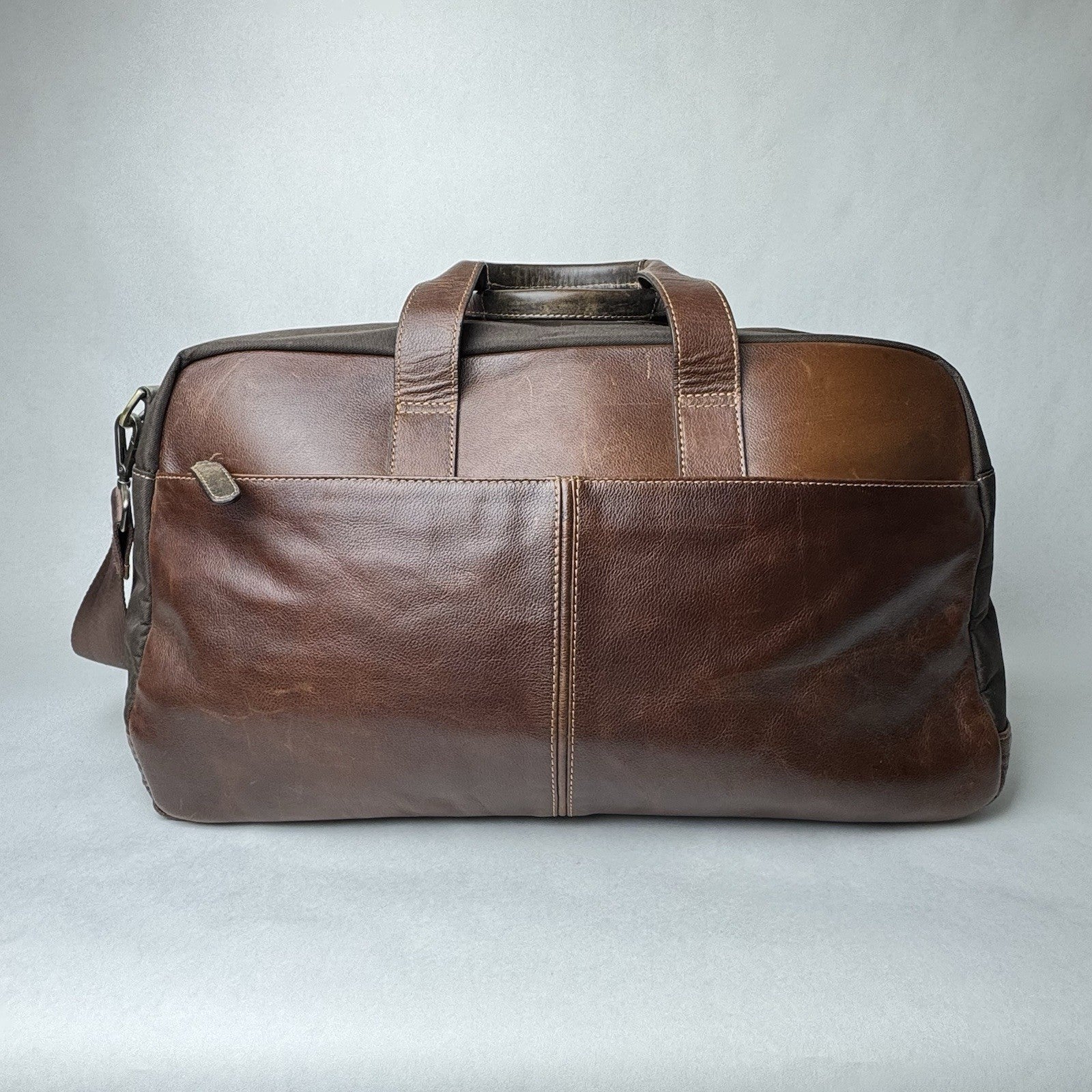 Boconi Garth Commuter Brown Leather Duffle Bag 21”x10”x12”