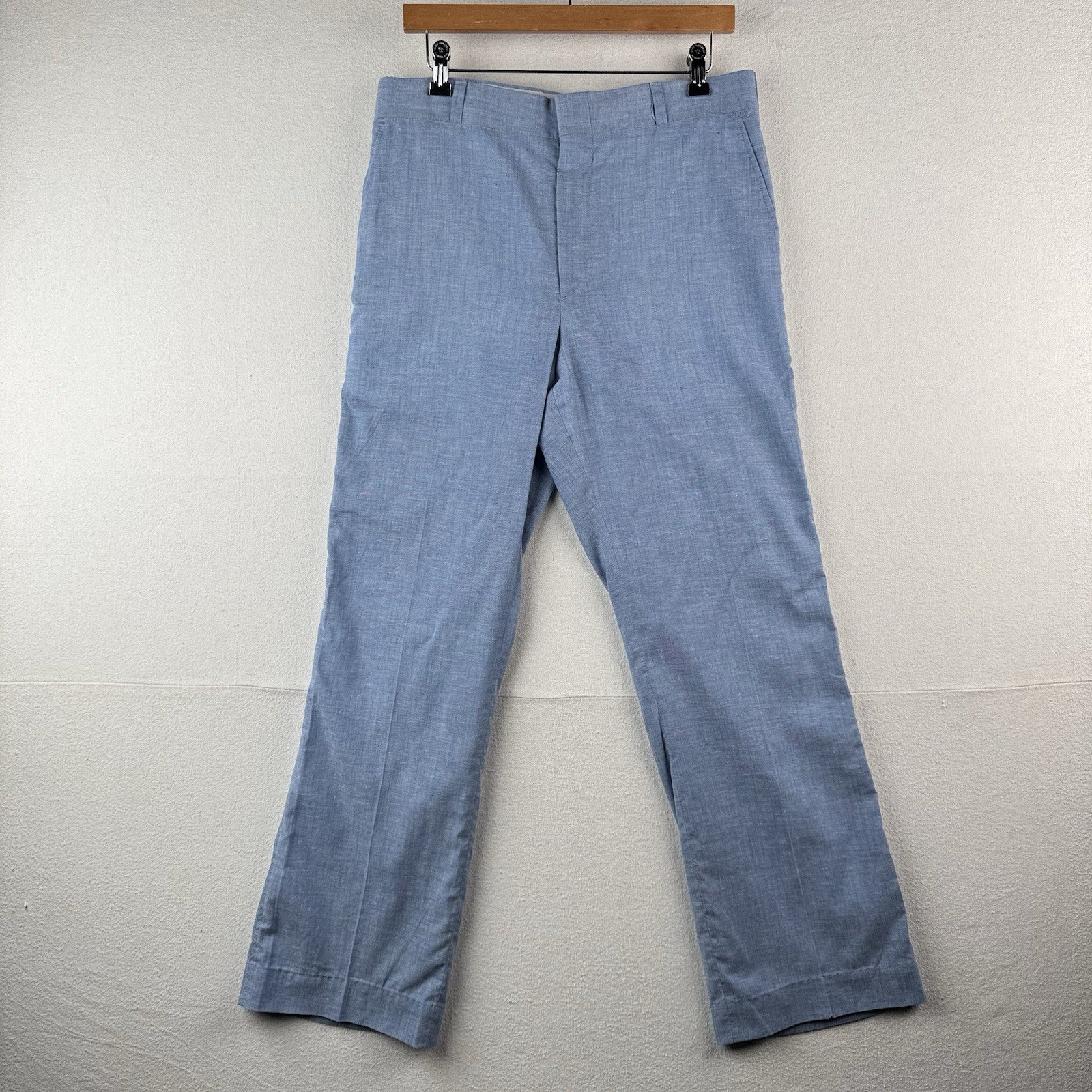 1950's/60's Vintage LL Bean Men's 32x30 Linen-blend Blue Chambray Chino Pants