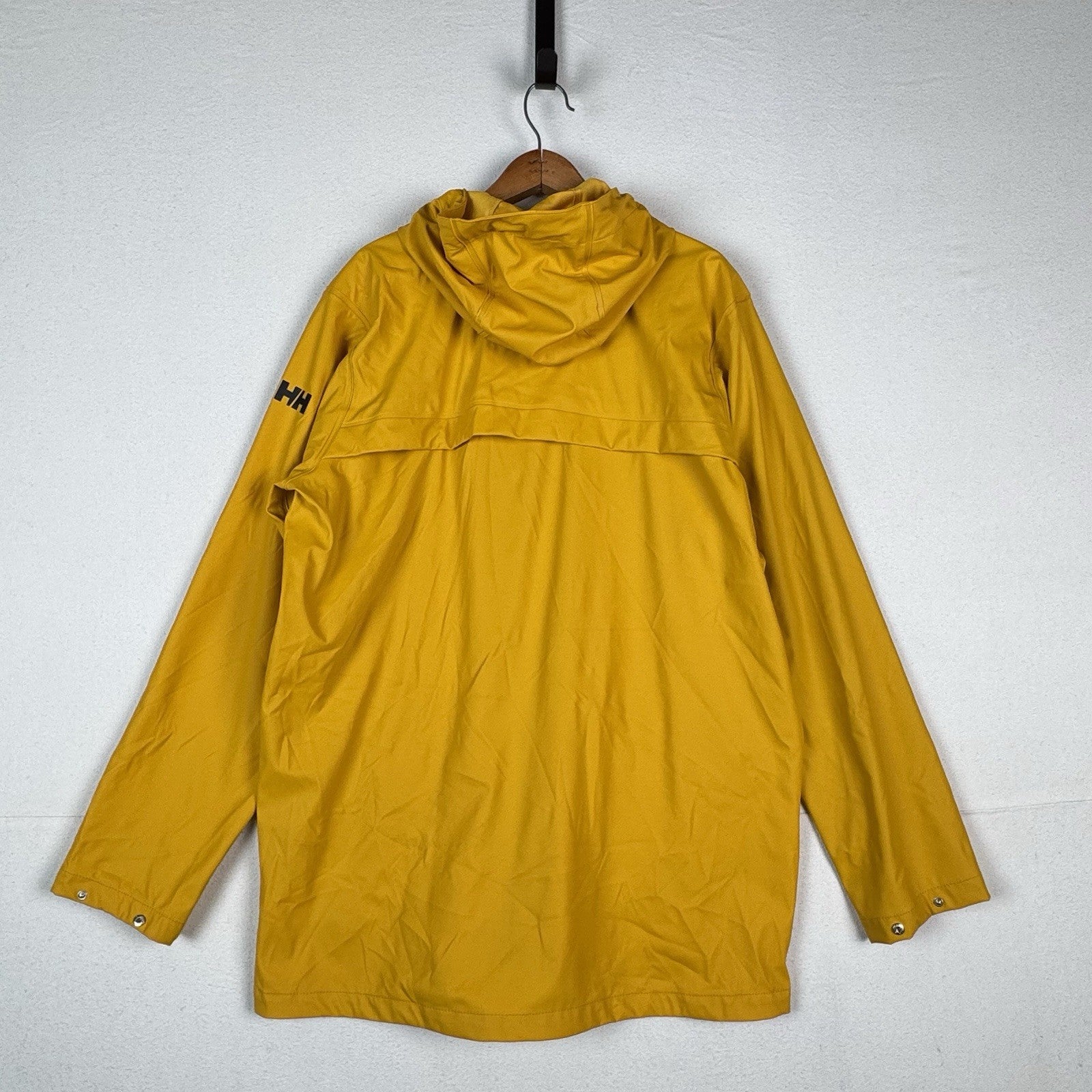 Helly Hansen Jacket Mens Extra Large XL Yellow Coat Rain Hooded Parka PVC