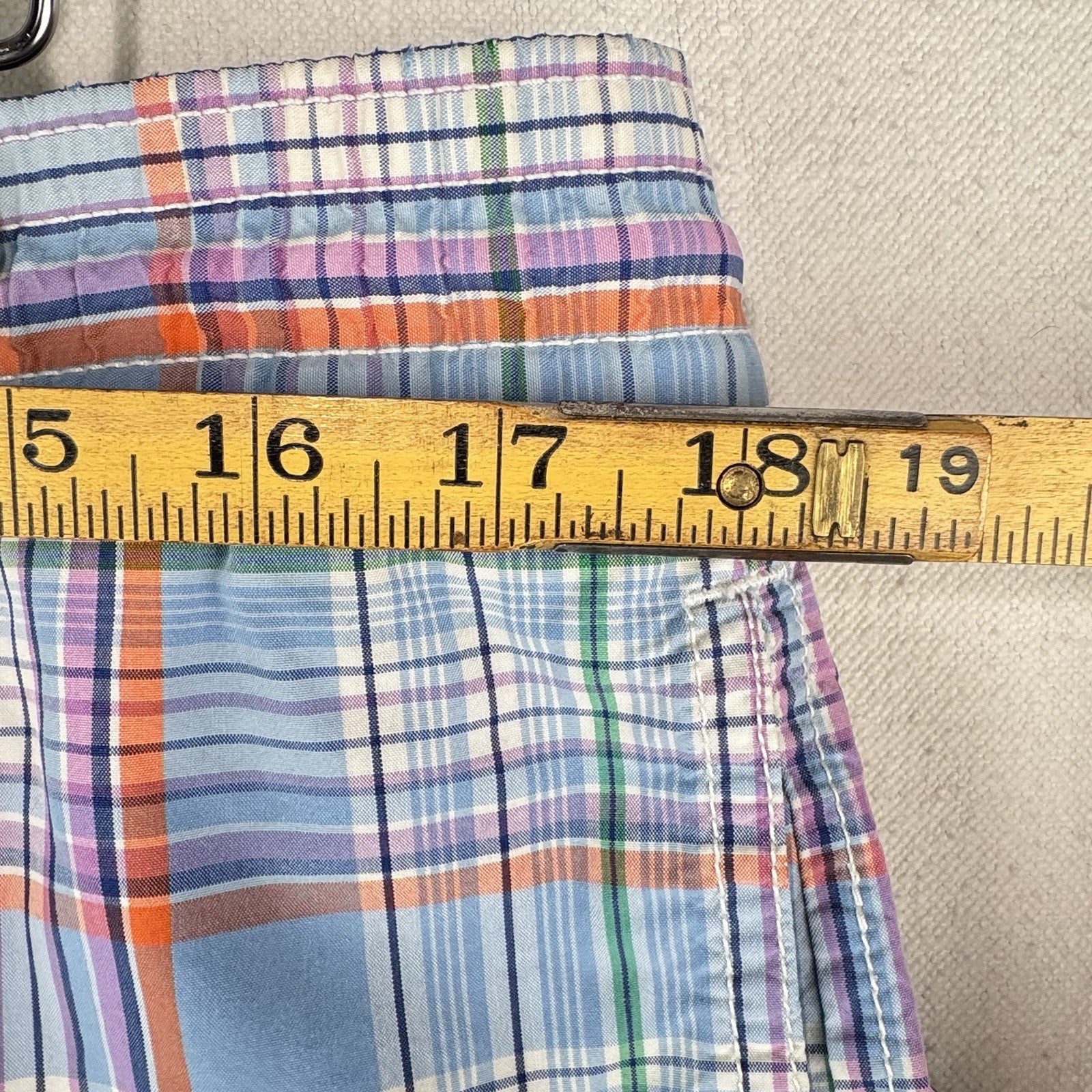Vtg Polo Ralph Lauren Board Shorts Men’s M Plaid Multicolor Swim Trunks 5”