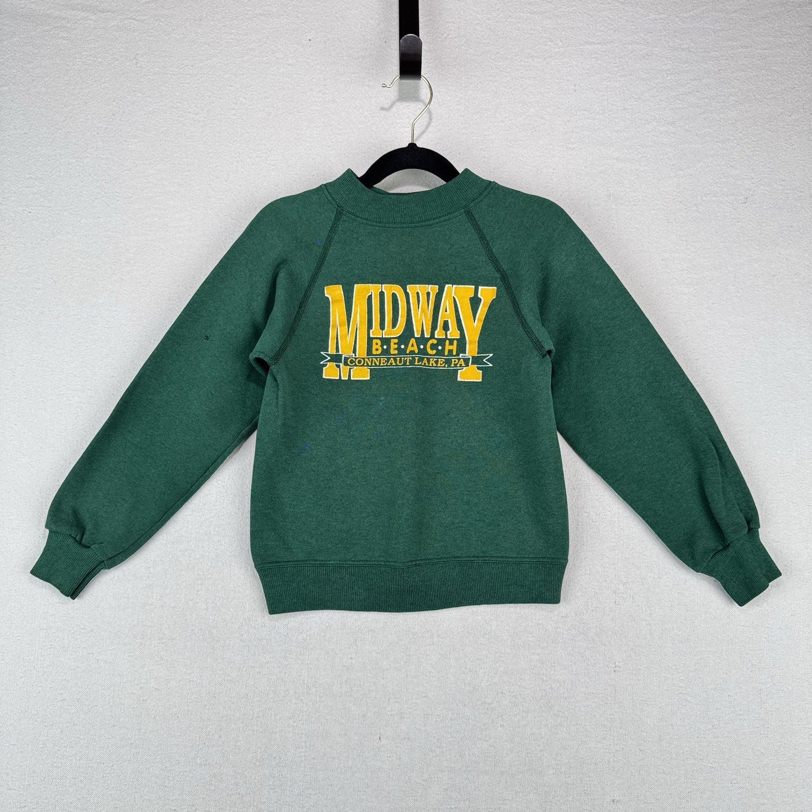 Vintage Midway Beach PA Toddler 4T (13x17) Raglan Sweatshirt Green