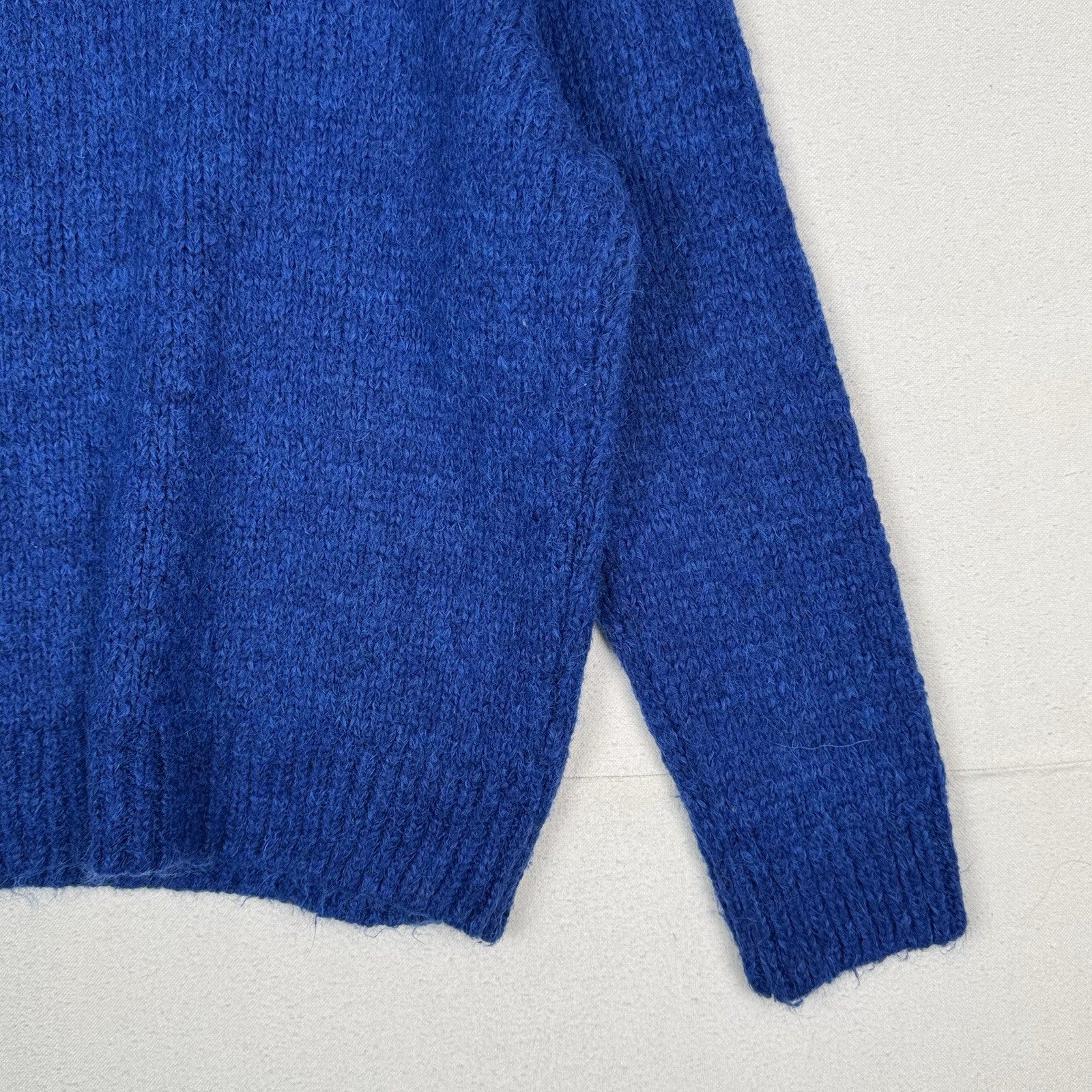 Zara Knit Pullover Sweater Wool Blend Blue Large Cozy Boxy