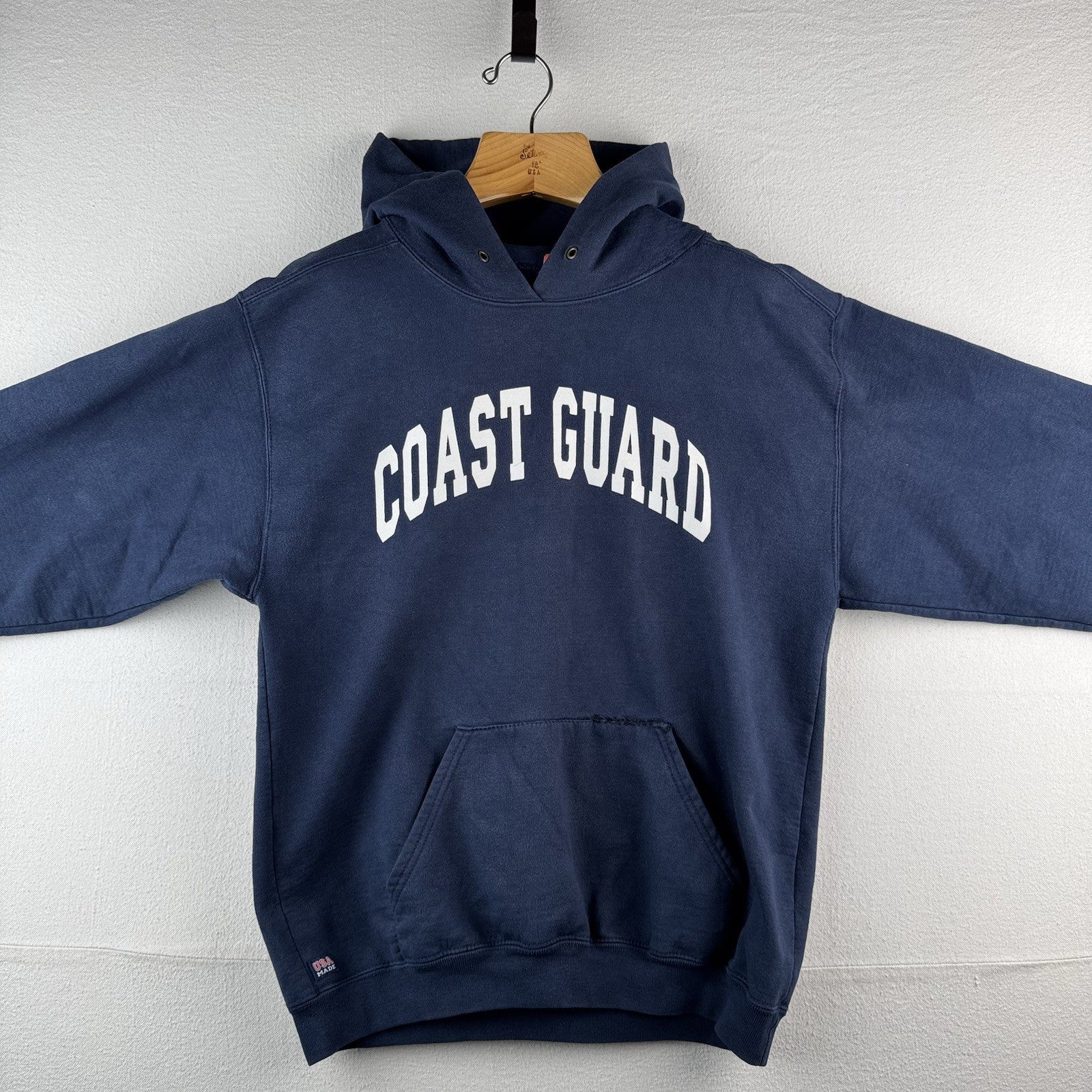 90s Vtg Coast Guard Reverse Weave Hoodie Sweatshirt Cotton Exchange Made USA - M