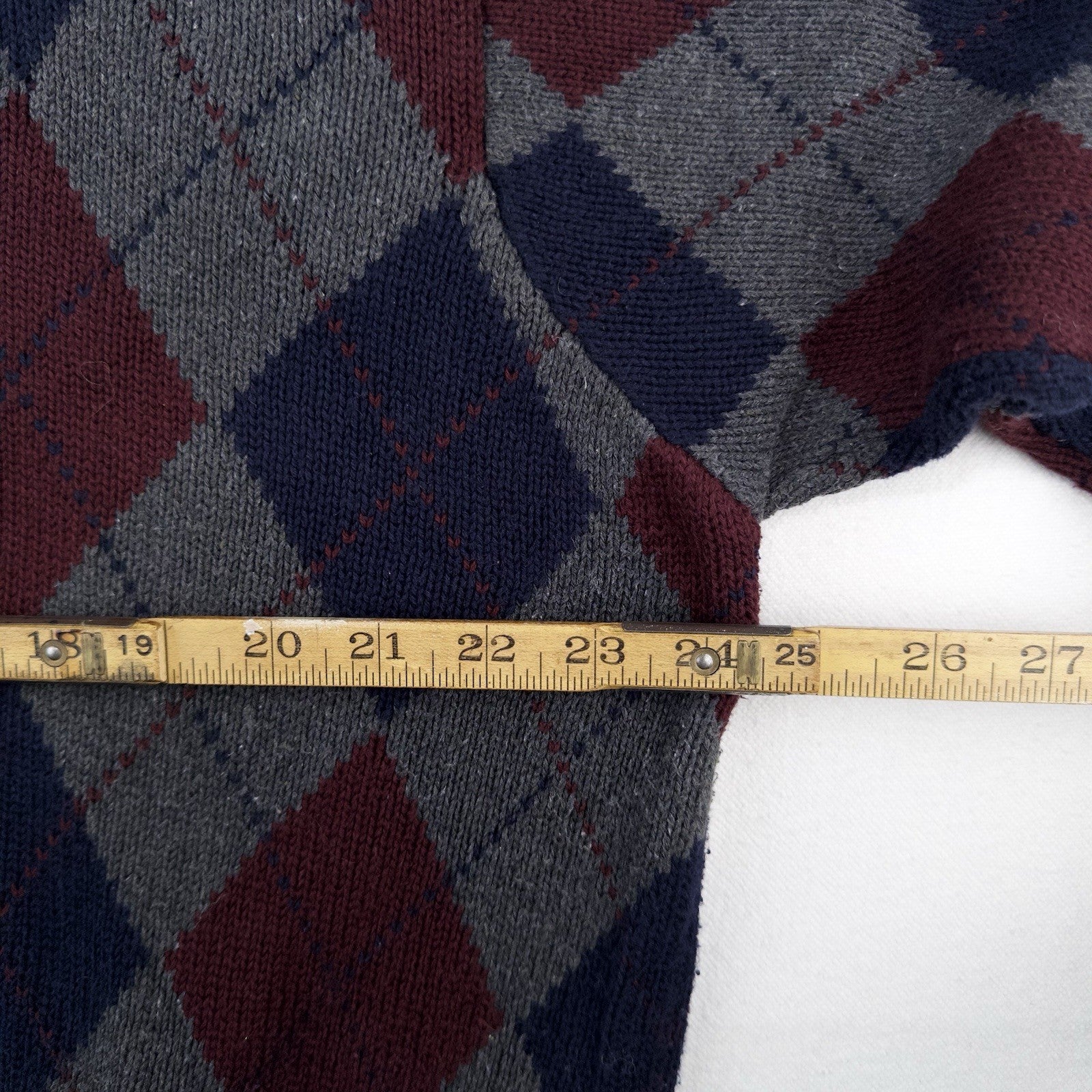 90’s Vtg Polo Ralph Lauren Mens L Argyle 100% Cotton  Collared Sweater Blue Gray