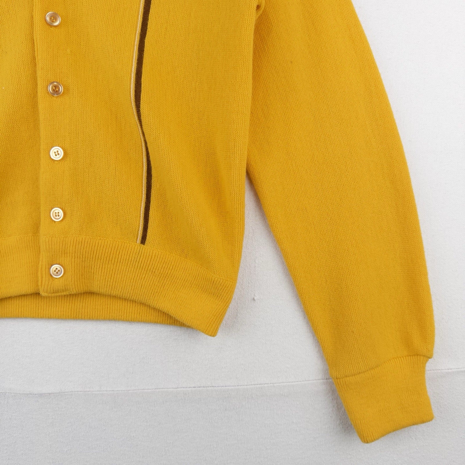 60’s Vtg Fruit Of The Loom Gold Cardigan 100% Orlon Acrylic Made in Usa