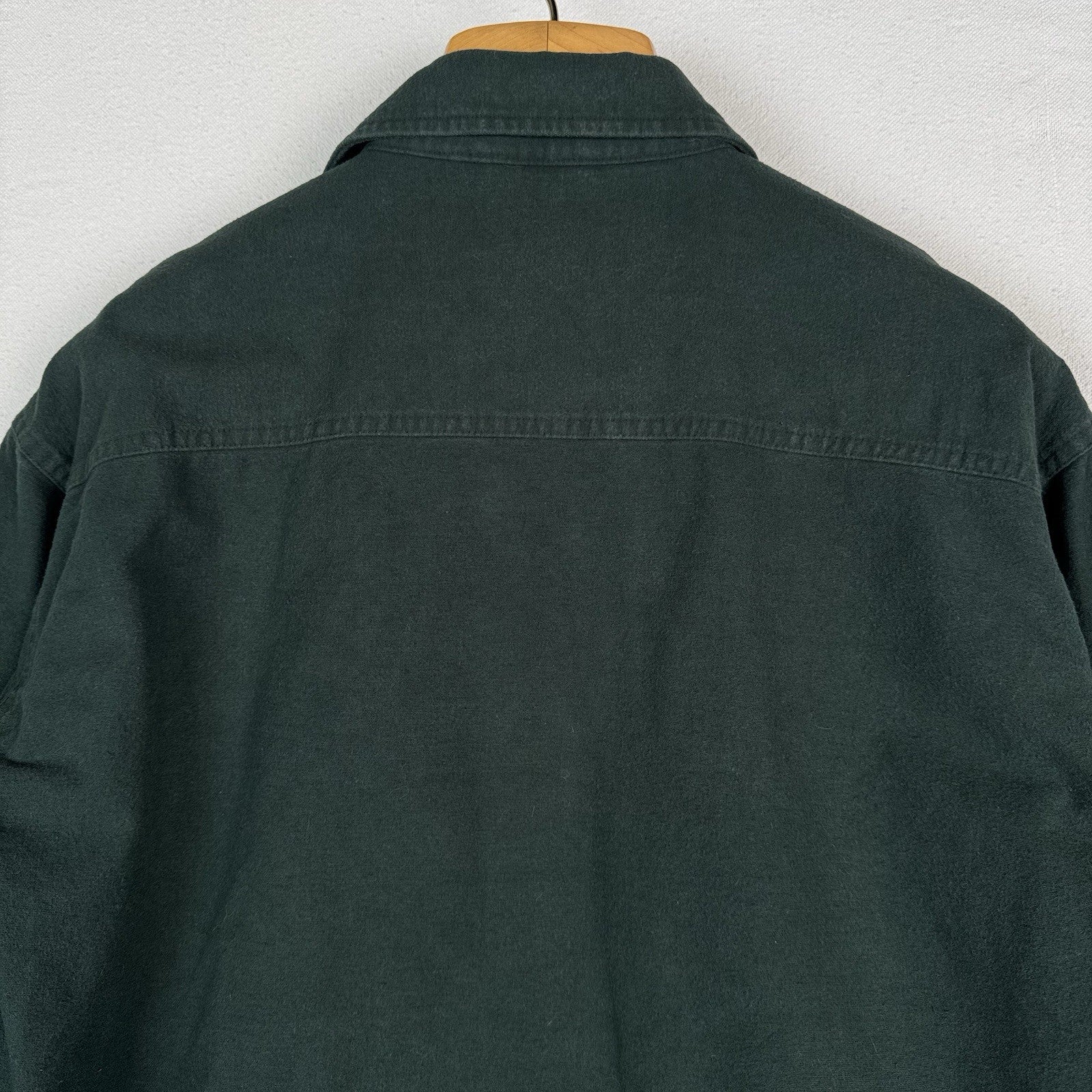 L.L. Bean Ultra Insulated Green Snap Shirt Jacket Men's Large 100% Cotton