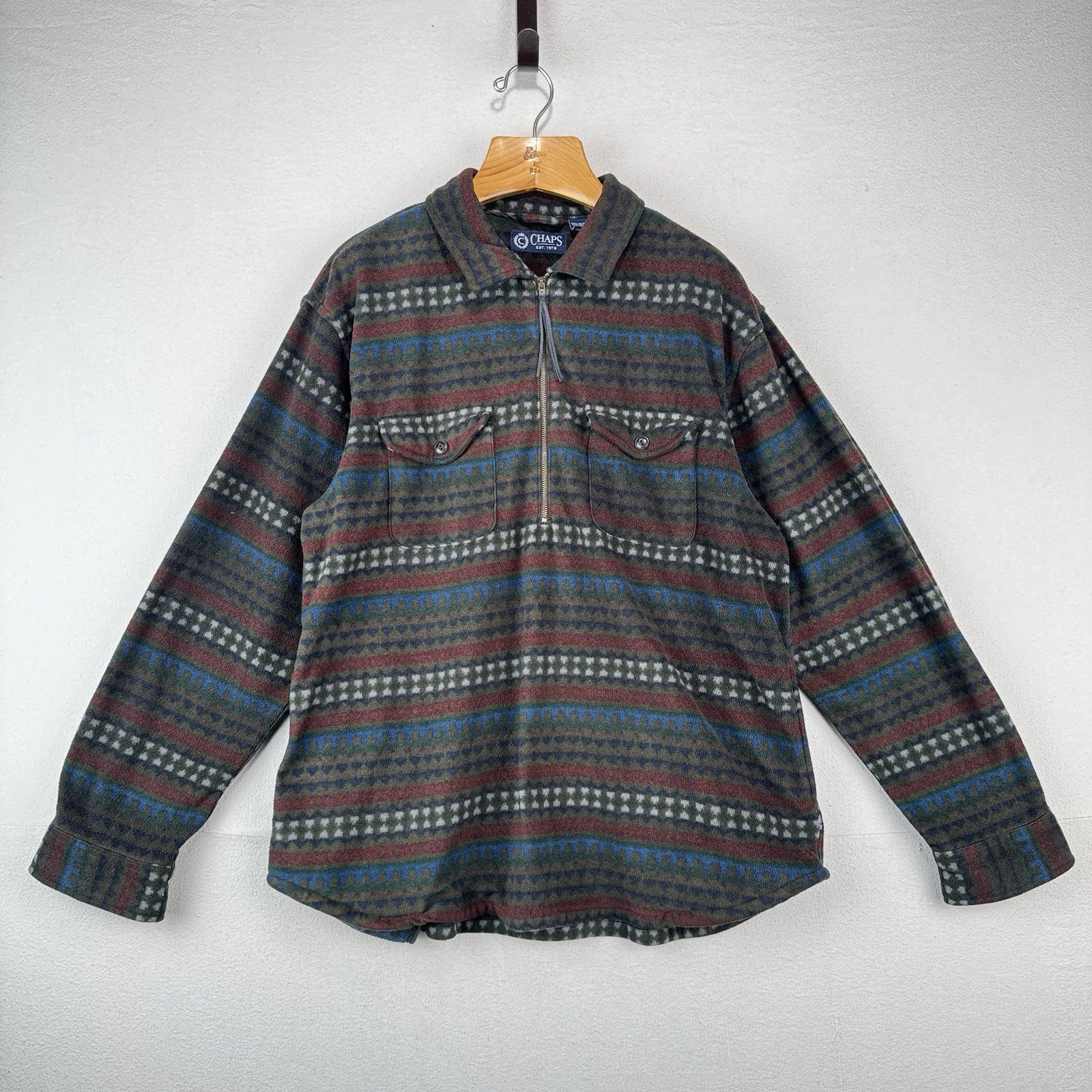 Vintage Ralph Lauren Chaps Men’s XL Southwestern Fleece 1/2 Zip Pullover Jacket